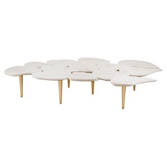 Mid-Century Modern Infinity Coffee Tables, Calacatta Marble, Handmade Greenapple