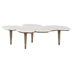 Mid-Century Modern Infinity Marble Coffee Table, Burnished Brass, by Greenapple
