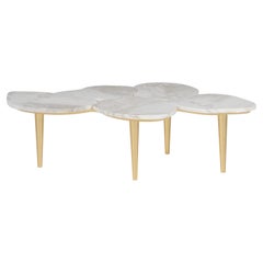 Mid-Century Modern Infinity Marble Coffee Table Gold Leaf Handmade by Greenapple