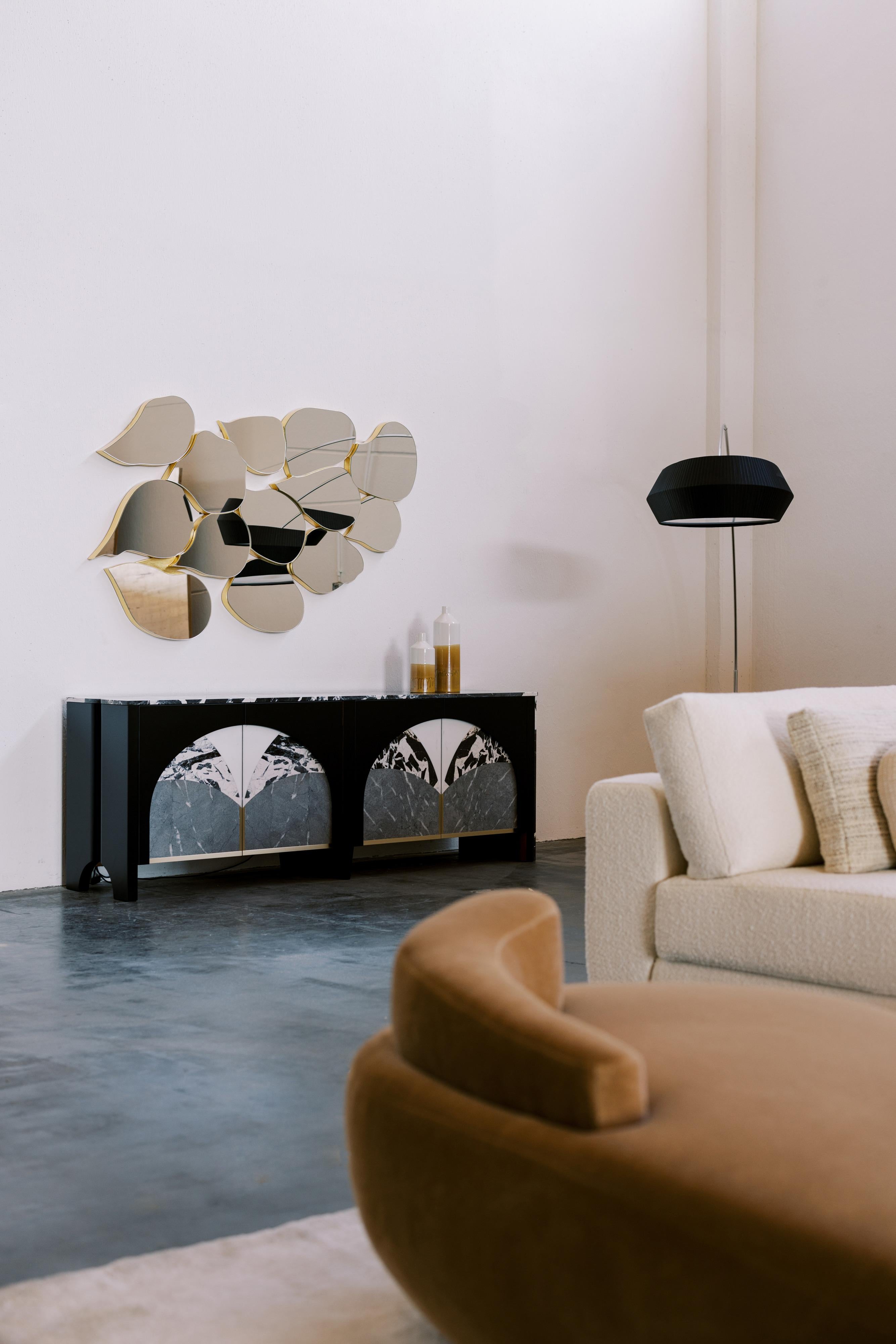 Espejo de pared Infinito moderno de mediados de siglo, pan de oro, hecho a mano por Greenapple en venta 6