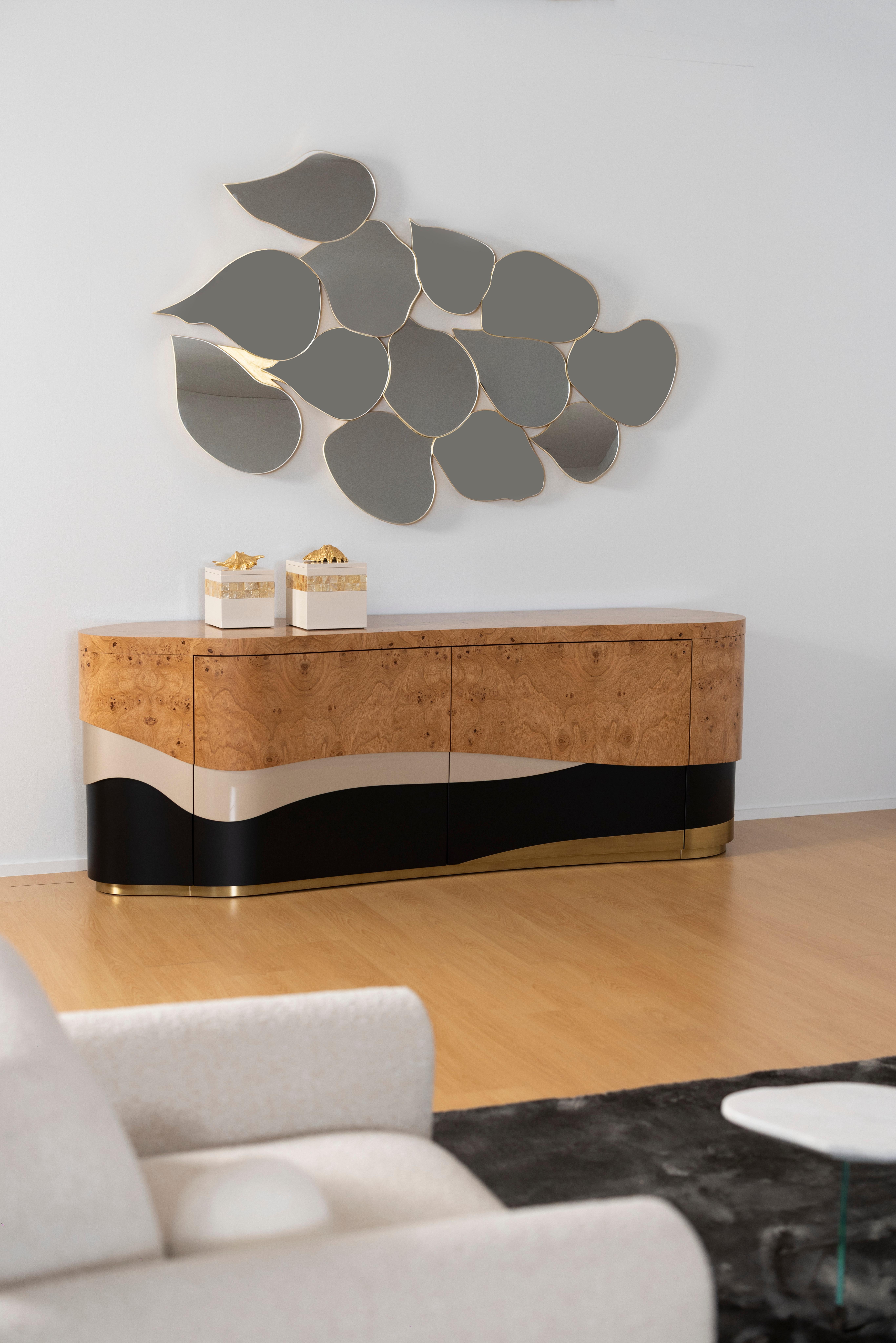 Miroir mural Infinity moderne du milieu du siècle, feuille d'or, fabriqué à la main par Greenapple en vente 6