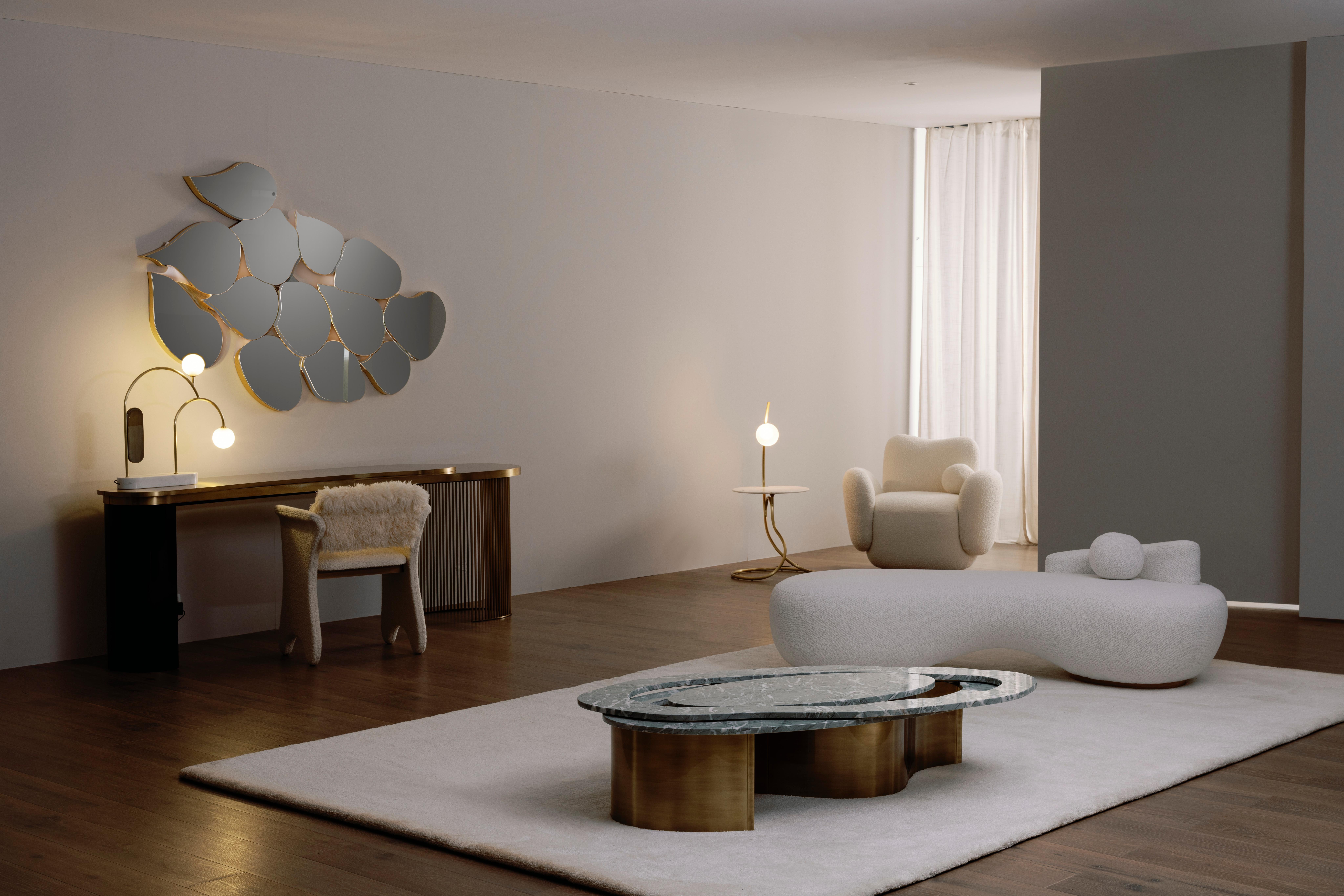 Miroir mural Infinity moderne du milieu du siècle, feuille d'or, fabriqué à la main par Greenapple en vente 12