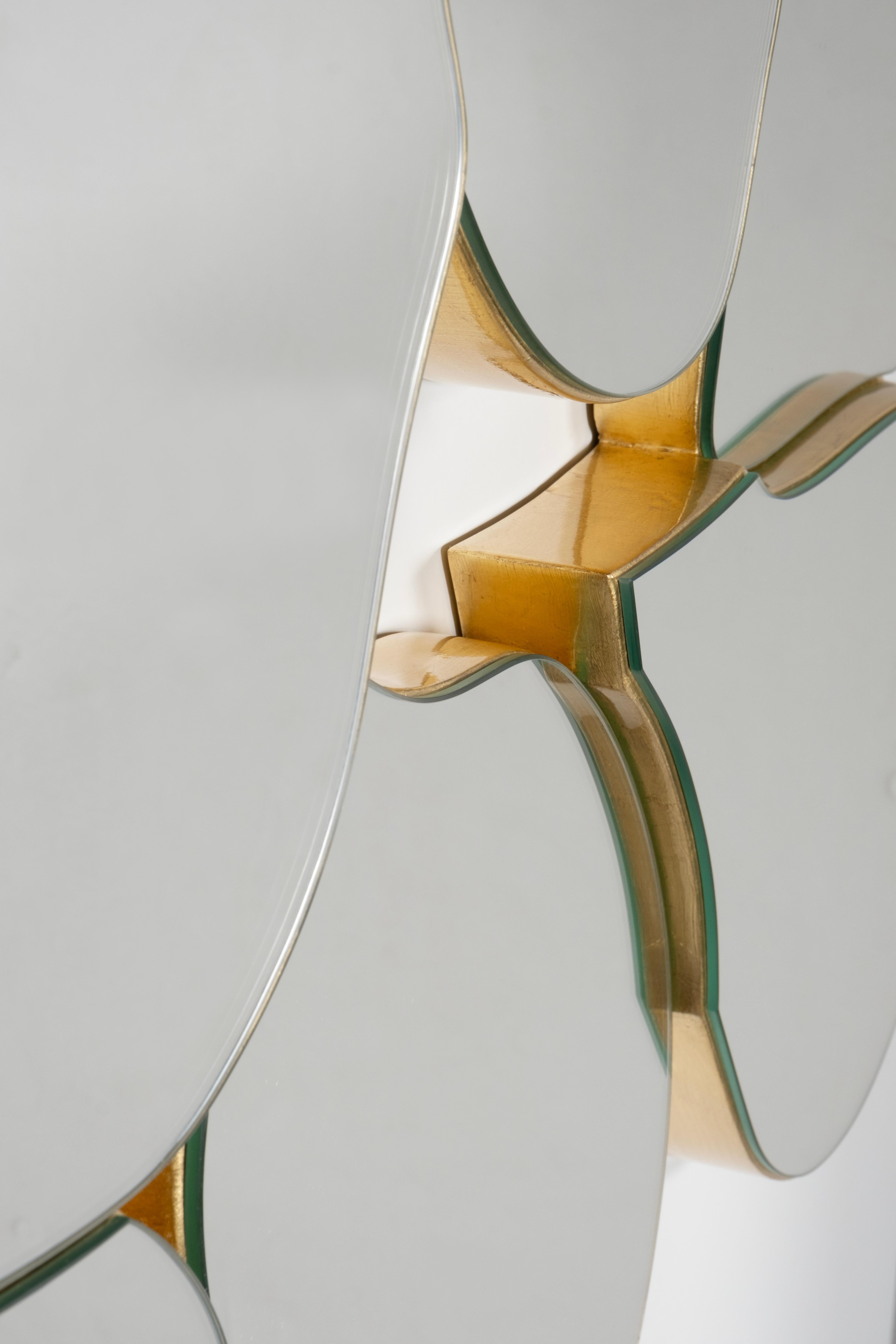Espejo de pared Infinito moderno de mediados de siglo, pan de oro, hecho a mano por Greenapple Moderno de mediados de siglo en venta