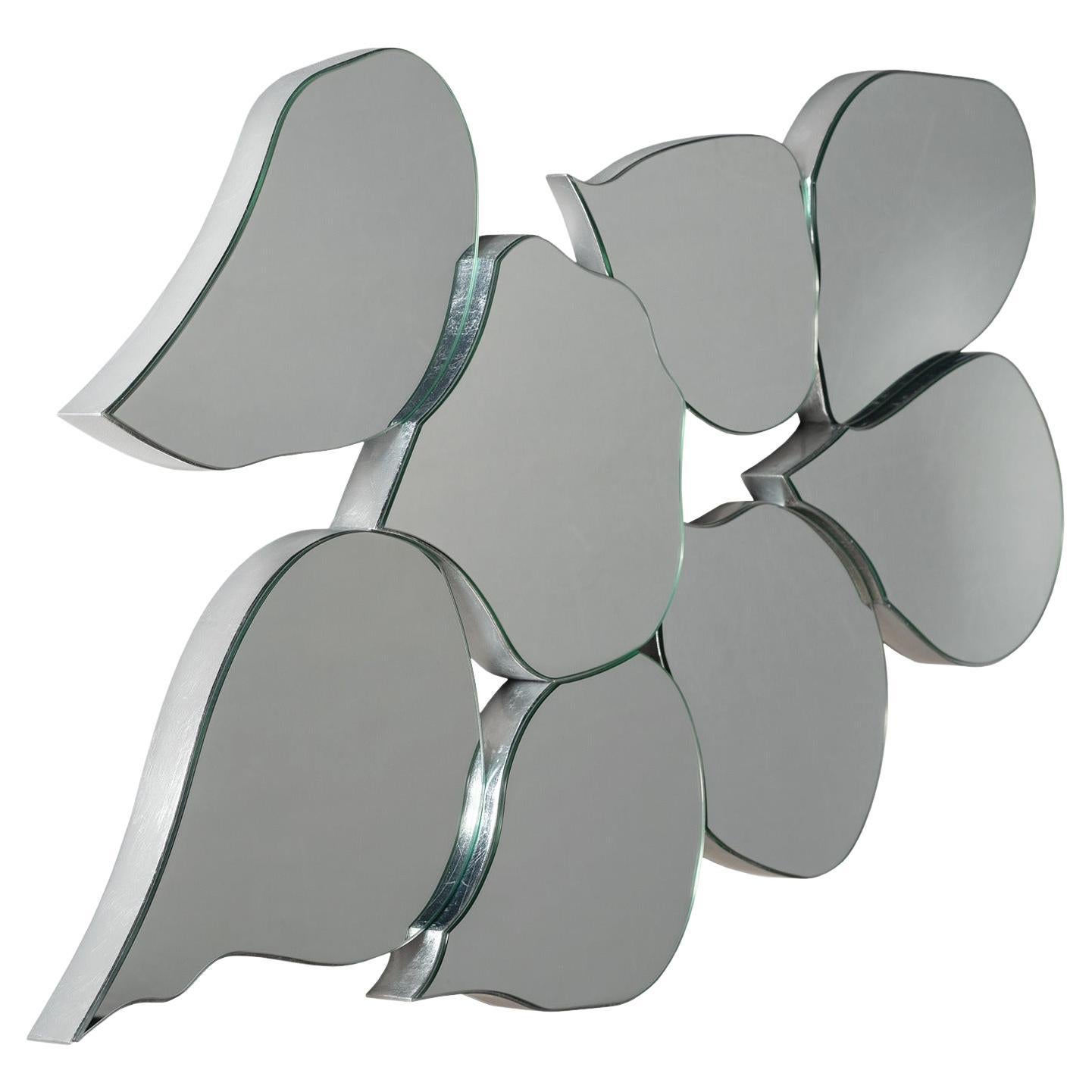 Espejo de pared Infinito moderno de mediados de siglo, pan de plata, hecho a mano por Greenapple