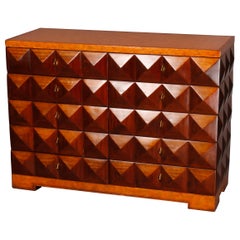 Vintage Mid-Century Modern Inlaid 10-Drawer Inlaid Pyramidal Chest by Maitland Smith