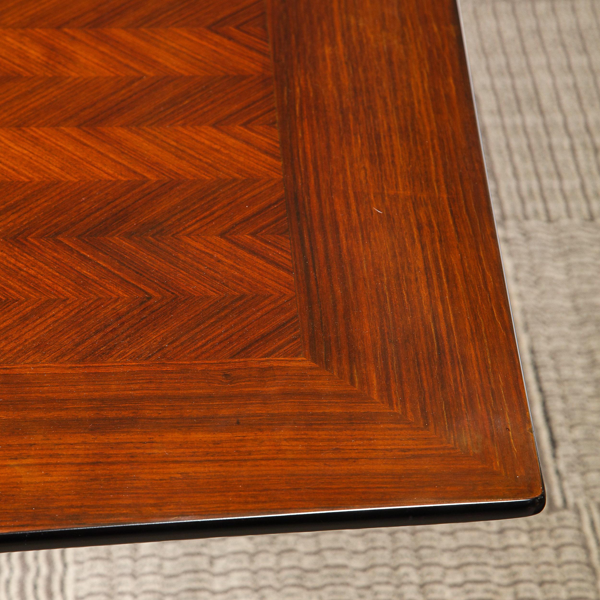 Mid Century Modern Inlaid & Bookmatched Zebrawood Dining Table by Carlo De Carli For Sale 2