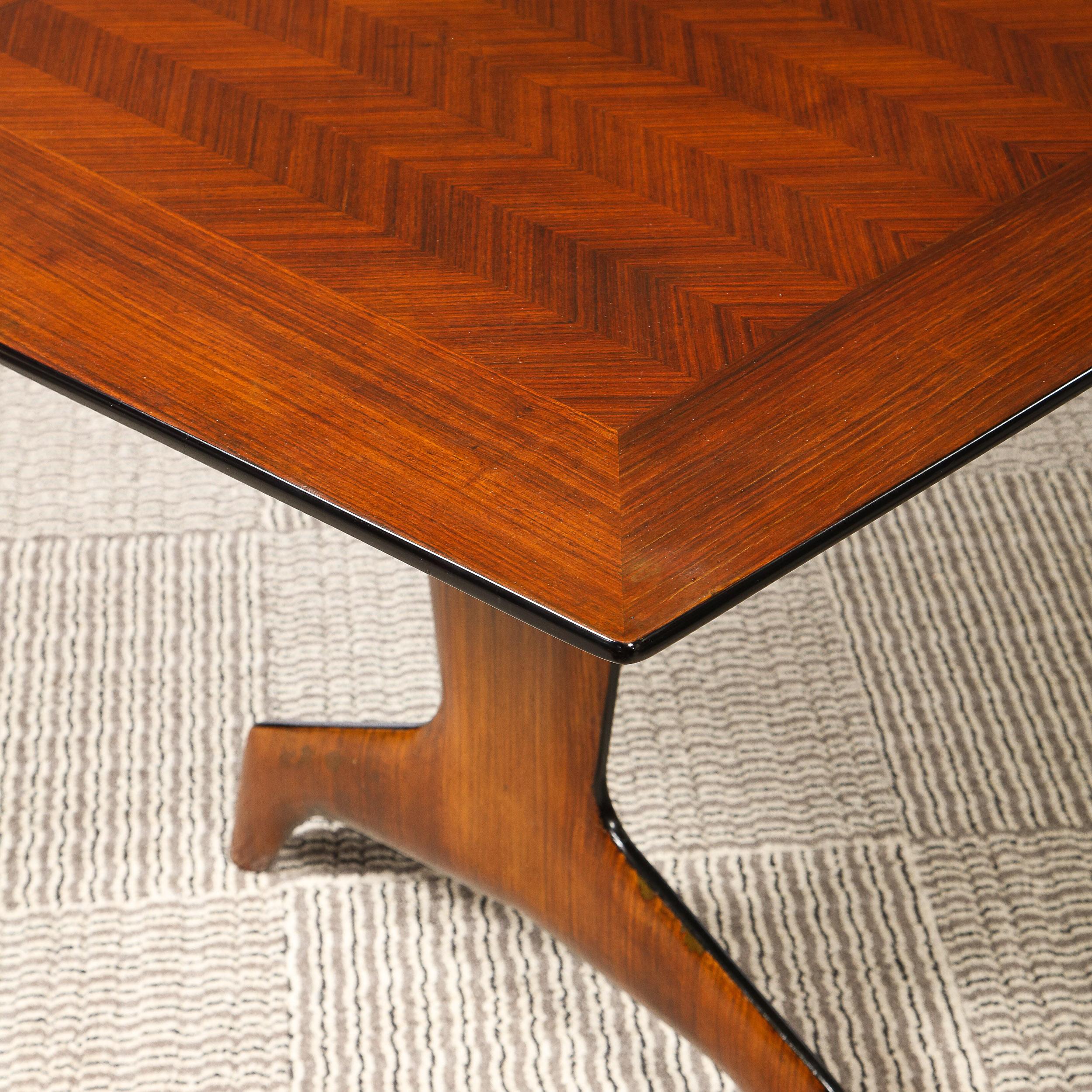 Mid Century Modern Inlaid & Bookmatched Zebrawood Dining Table by Carlo De Carli For Sale 5