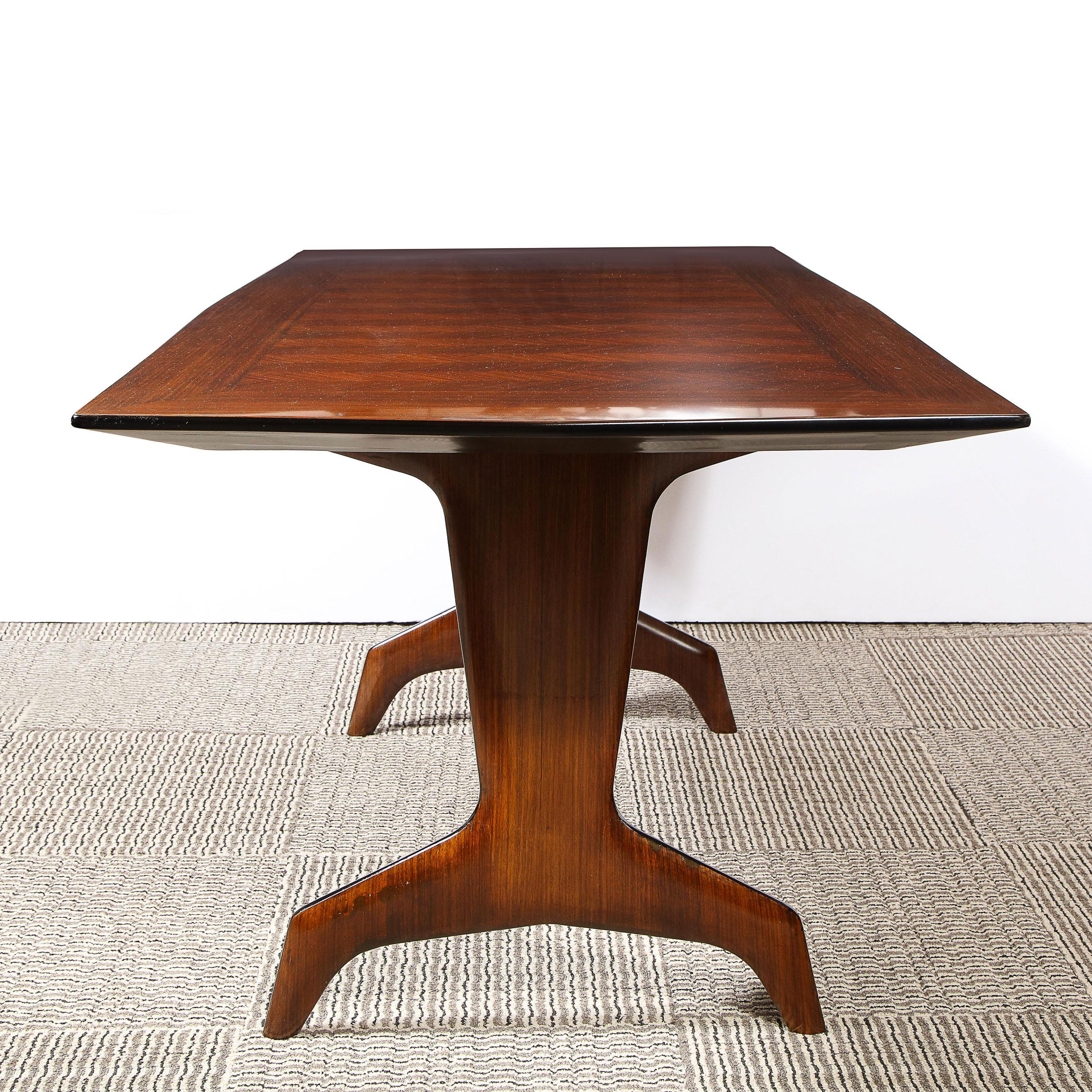 Italian Mid Century Modern Inlaid & Bookmatched Zebrawood Dining Table by Carlo De Carli For Sale