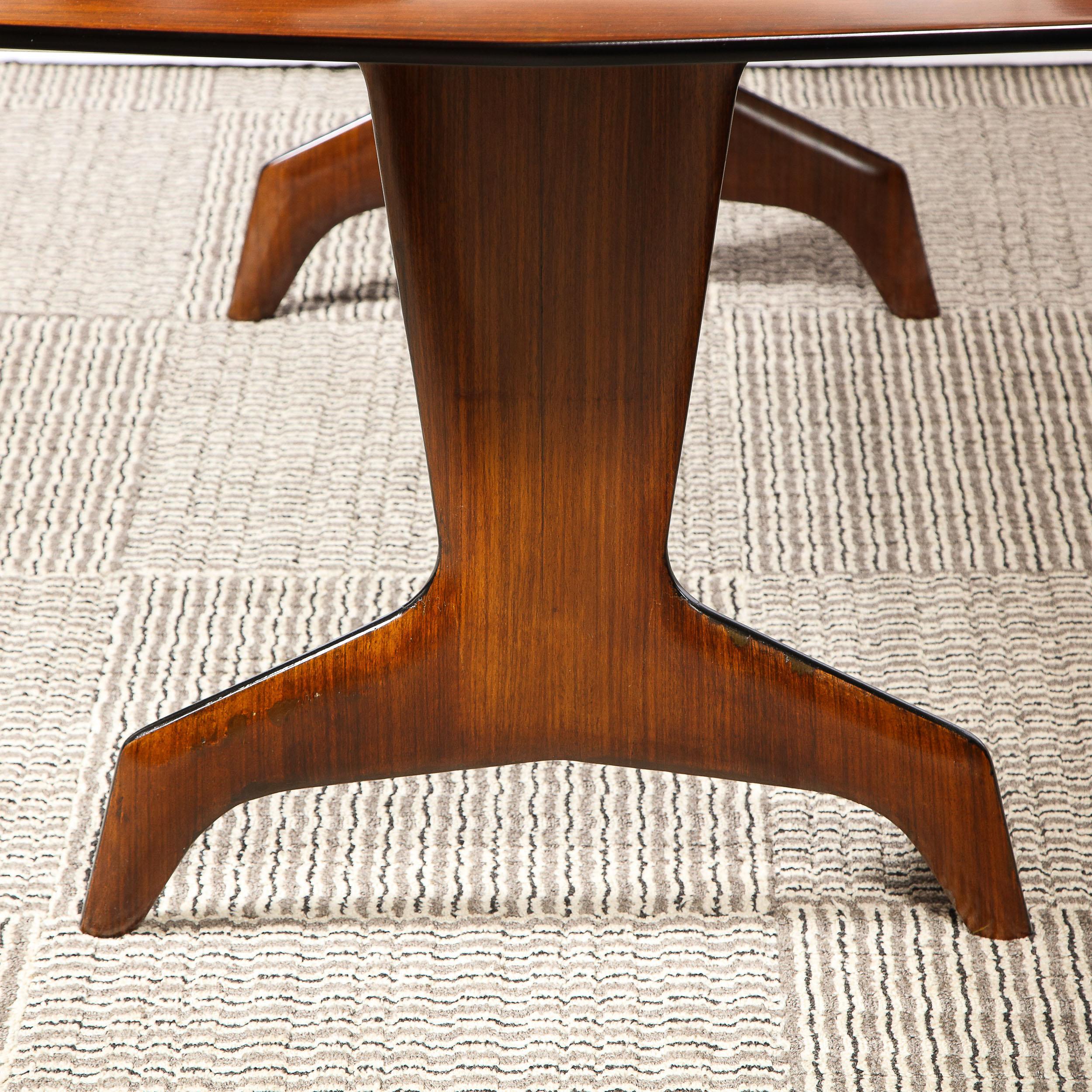 Mid Century Modern Inlaid & Bookmatched Zebrawood Dining Table by Carlo De Carli In Excellent Condition For Sale In New York, NY