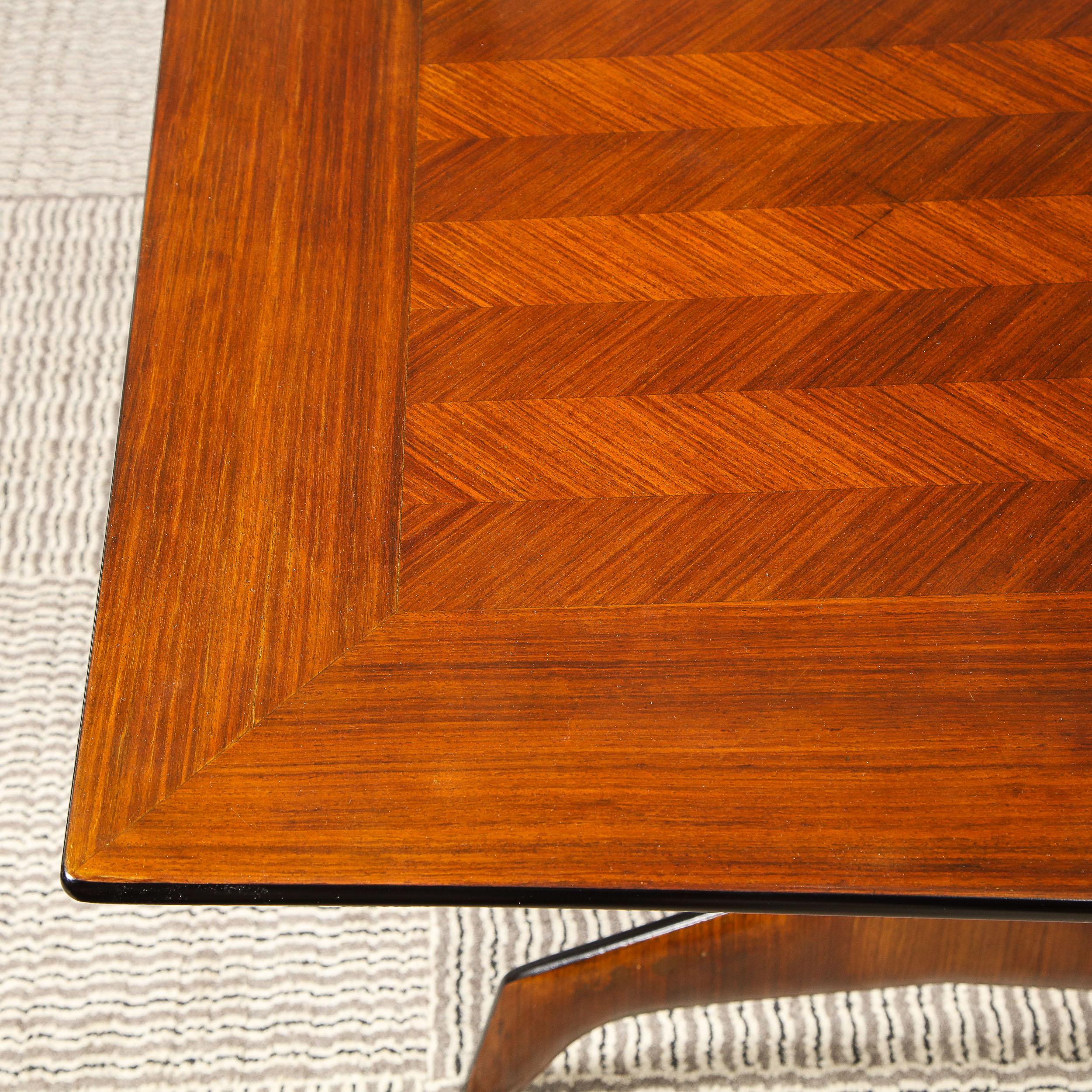 Mid-20th Century Mid Century Modern Inlaid & Bookmatched Zebrawood Dining Table by Carlo De Carli For Sale