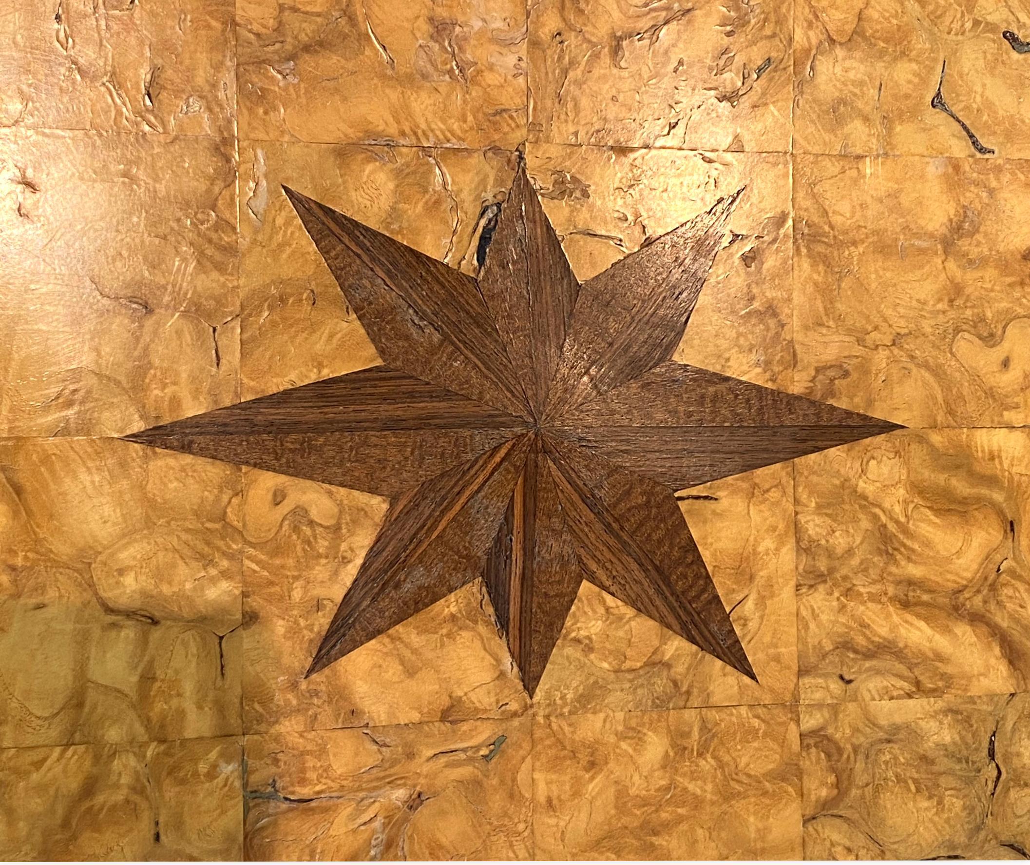 Palisander Mid-Century Modern Inlaid Center Table in Exotic Woods with Compass Star, 1996