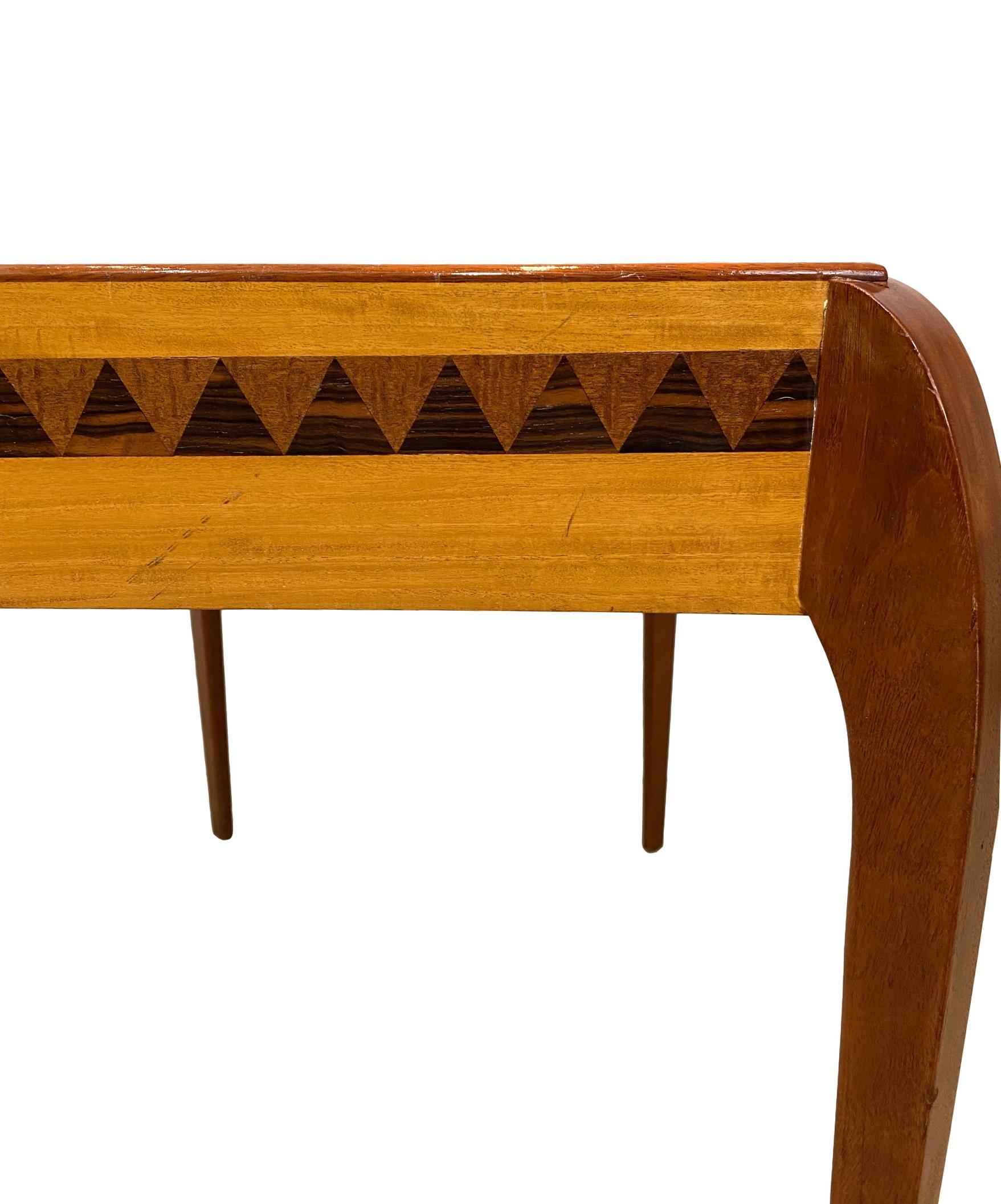 Mid-Century Modern Inlaid Center Table in Exotic Woods with Compass Star, 1996 1