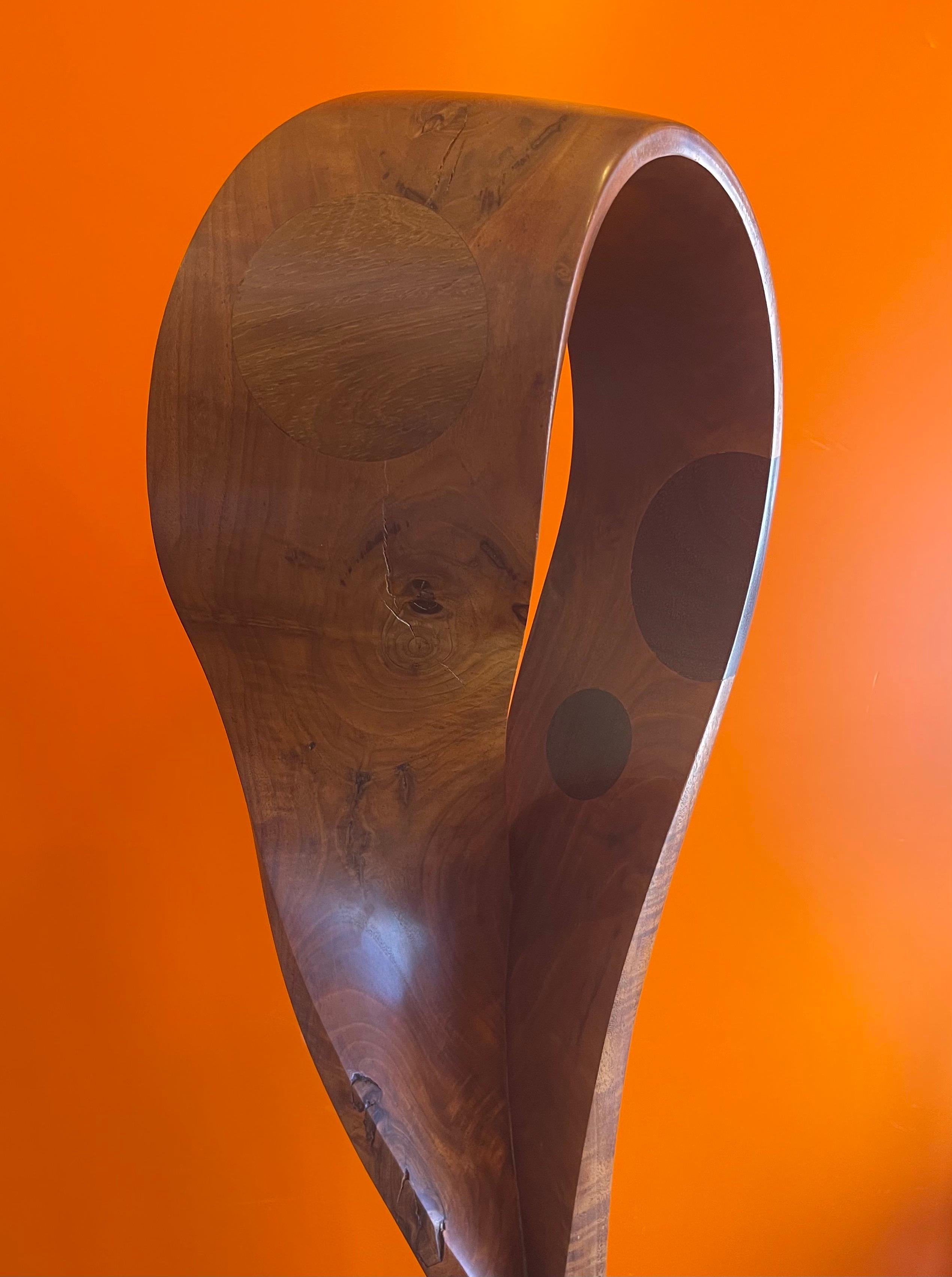 Mid-Century Modern Inlaid Wood Freeform Abstract Sculpture For Sale 2