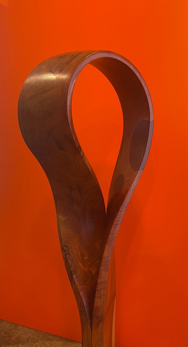 MidCentury Modern Inlaid Wood Freeform Abstract Sculpture For Sale at