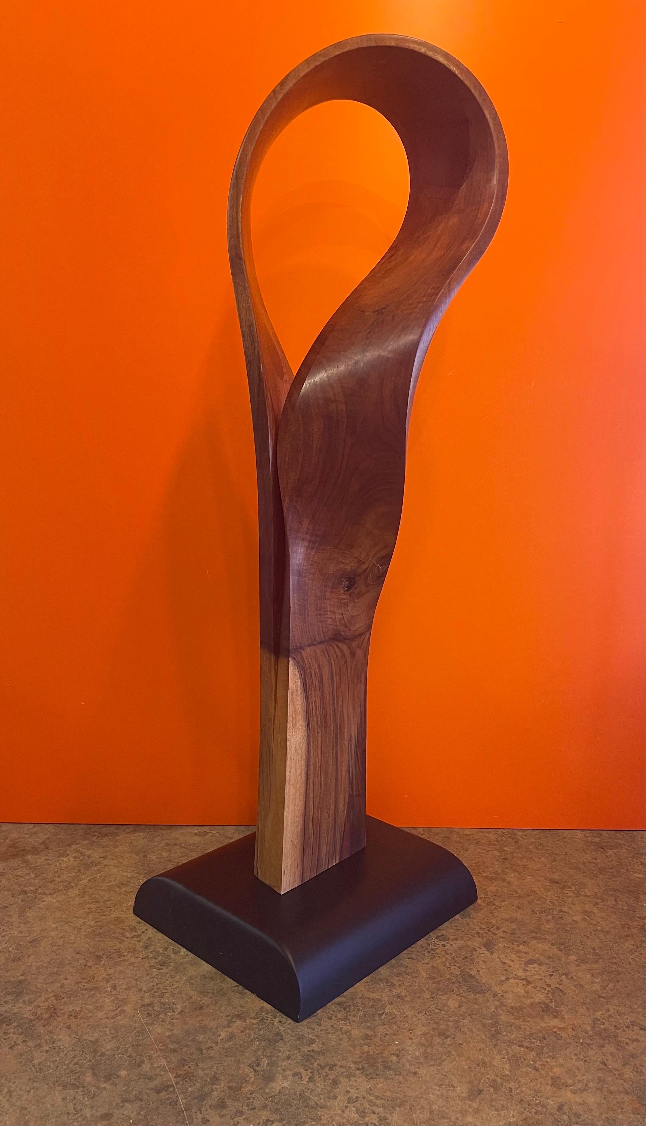 American Mid-Century Modern Inlaid Wood Freeform Abstract Sculpture For Sale