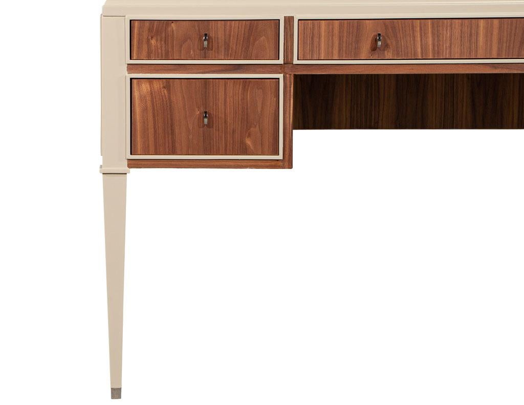 Mid-Century Modern Inspired 2-Tone Walnut Writing Desk 4