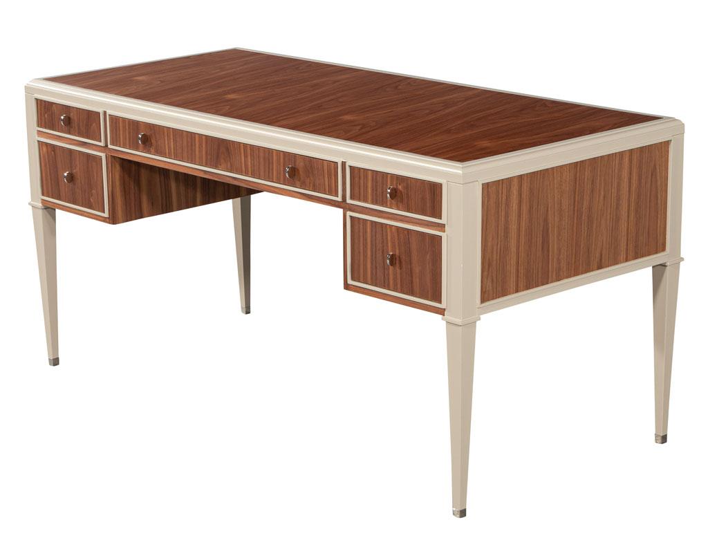 Mid-Century Modern Inspired 2-Tone Walnut Writing Desk In New Condition For Sale In North York, ON