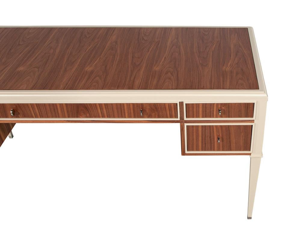 Mid-Century Modern Inspired 2-Tone Walnut Writing Desk For Sale 1
