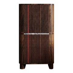 Mid-century modern inspired bar cabinet with the signature Redline