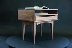 Mid-Century Modern Inspired Bedside Table in Solid Walnut with Open Shelf