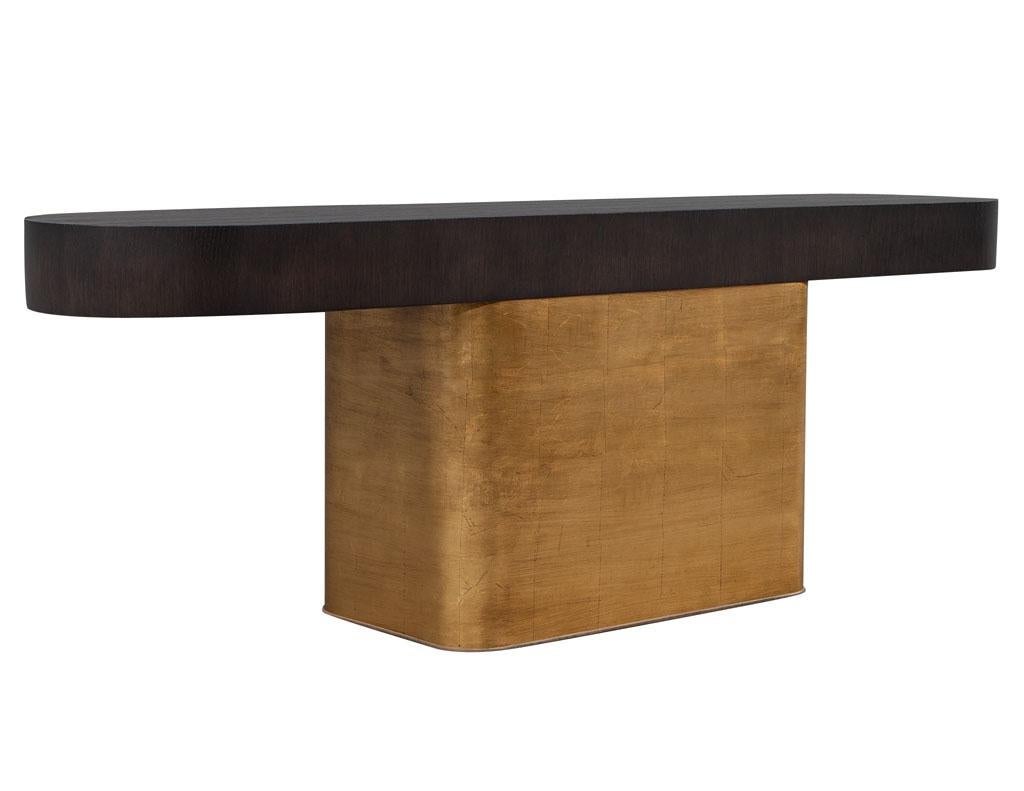 Fabric Mid-Century Modern Inspired Console Table with Pull Out Ottoman Stools