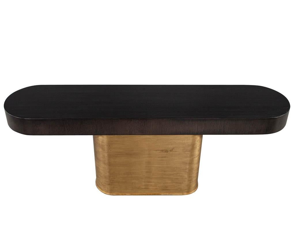 American Mid-Century Modern Inspired Console Table with Pullout Ottomans Set
