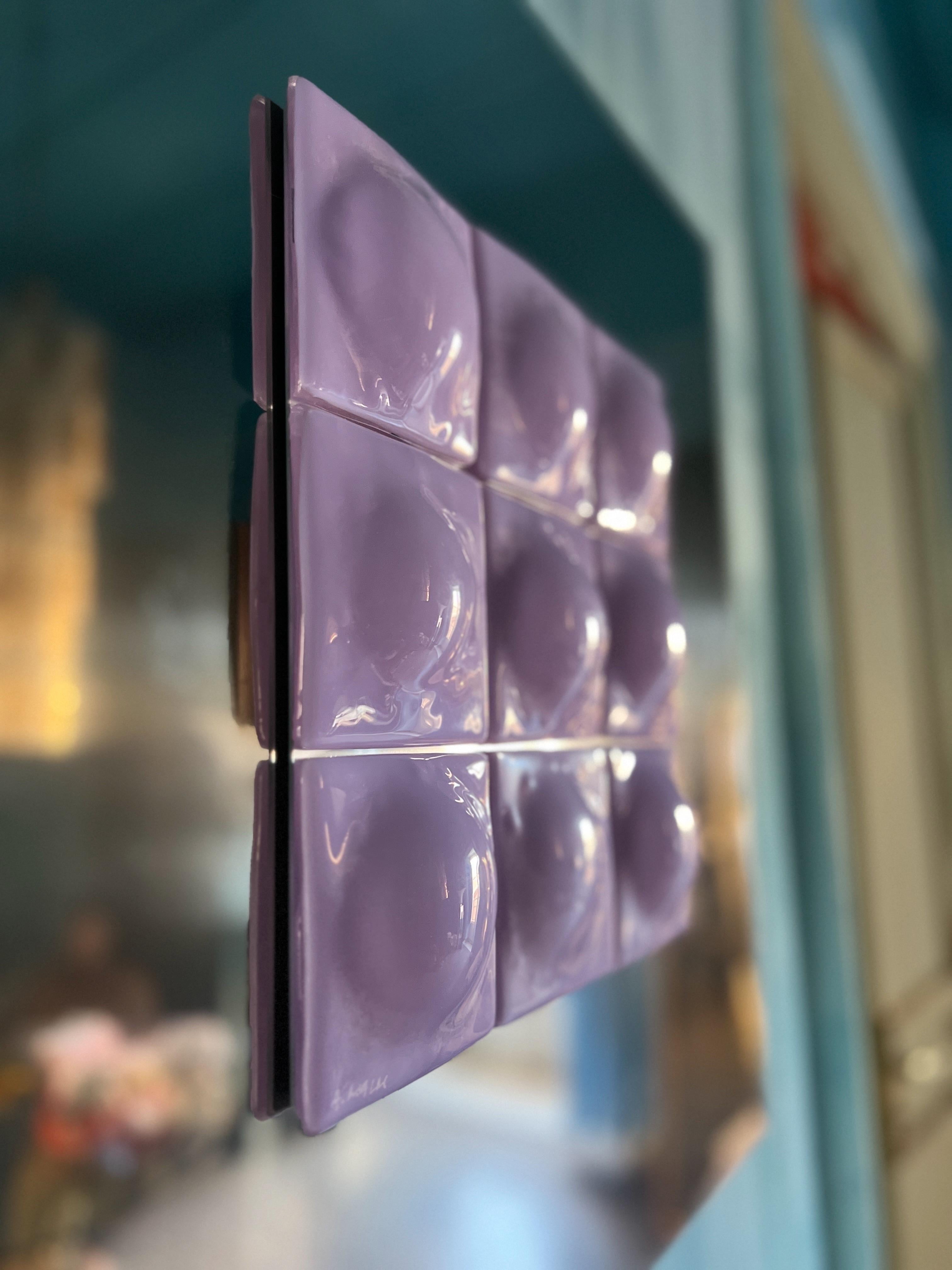 Mid-Century Modern Inspired Mirror Sculpture Glass and Steel by Amanda Malm' For Sale 9