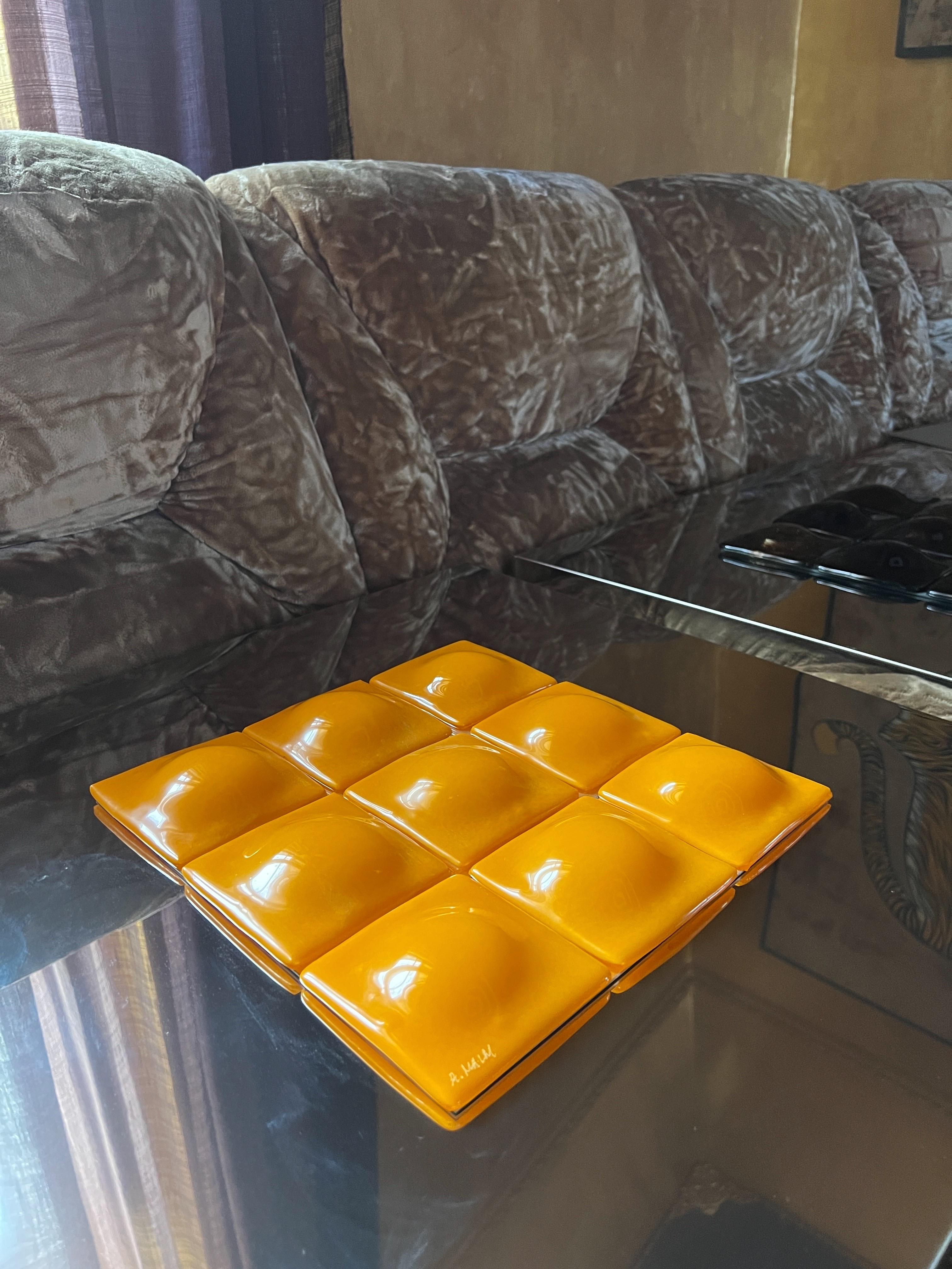 Mid-Century Modern Inspired Mirror Sculpture Glass and Steel by Amanda Malm For Sale 10