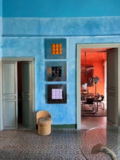 Mid-Century Modern Inspired Mirror Sculpture Glass and Steel by Amanda Malm