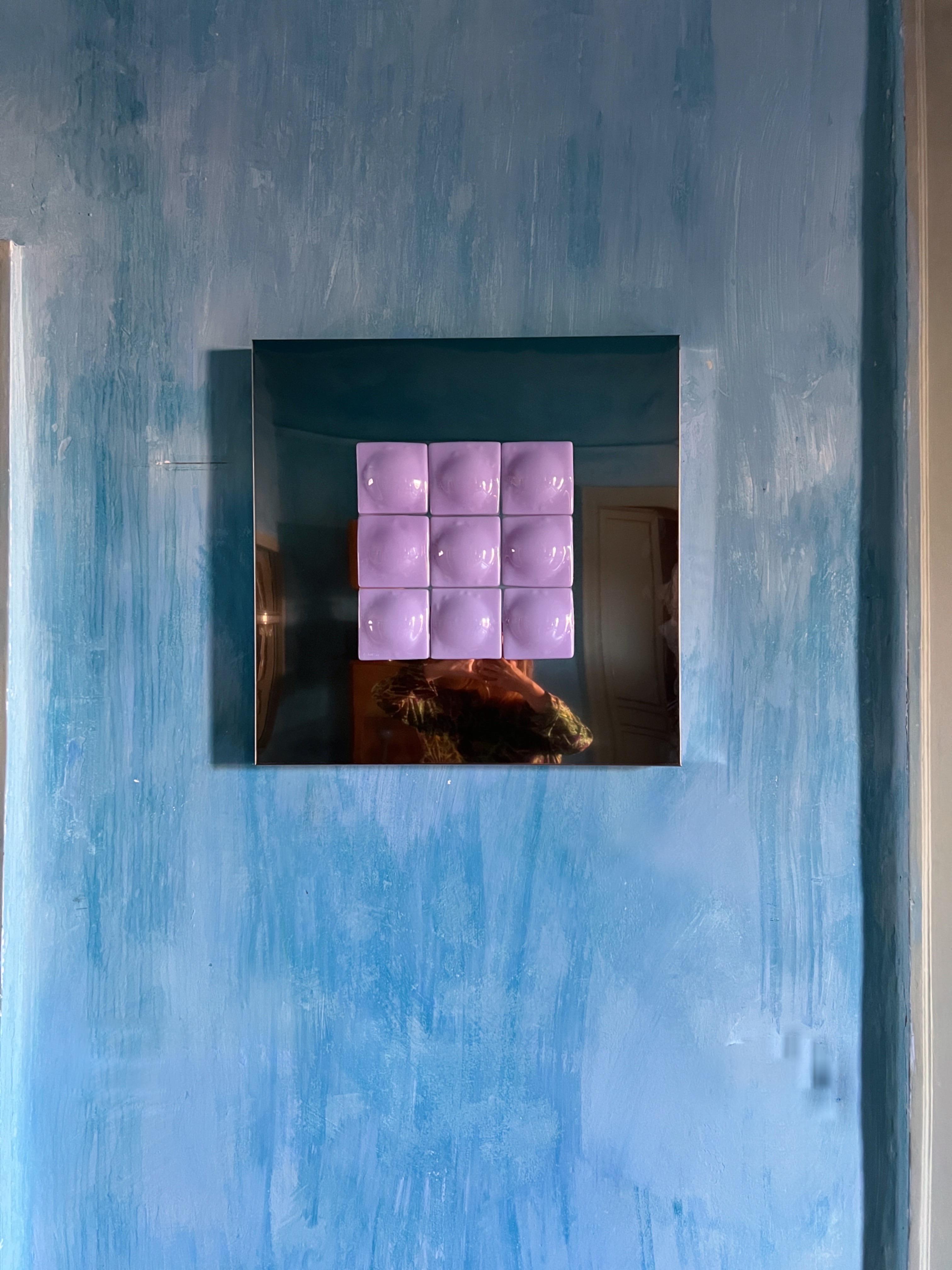 Swedish Mid-Century Modern Inspired Mirror Sculpture Glass and Steel by Amanda Malm' For Sale