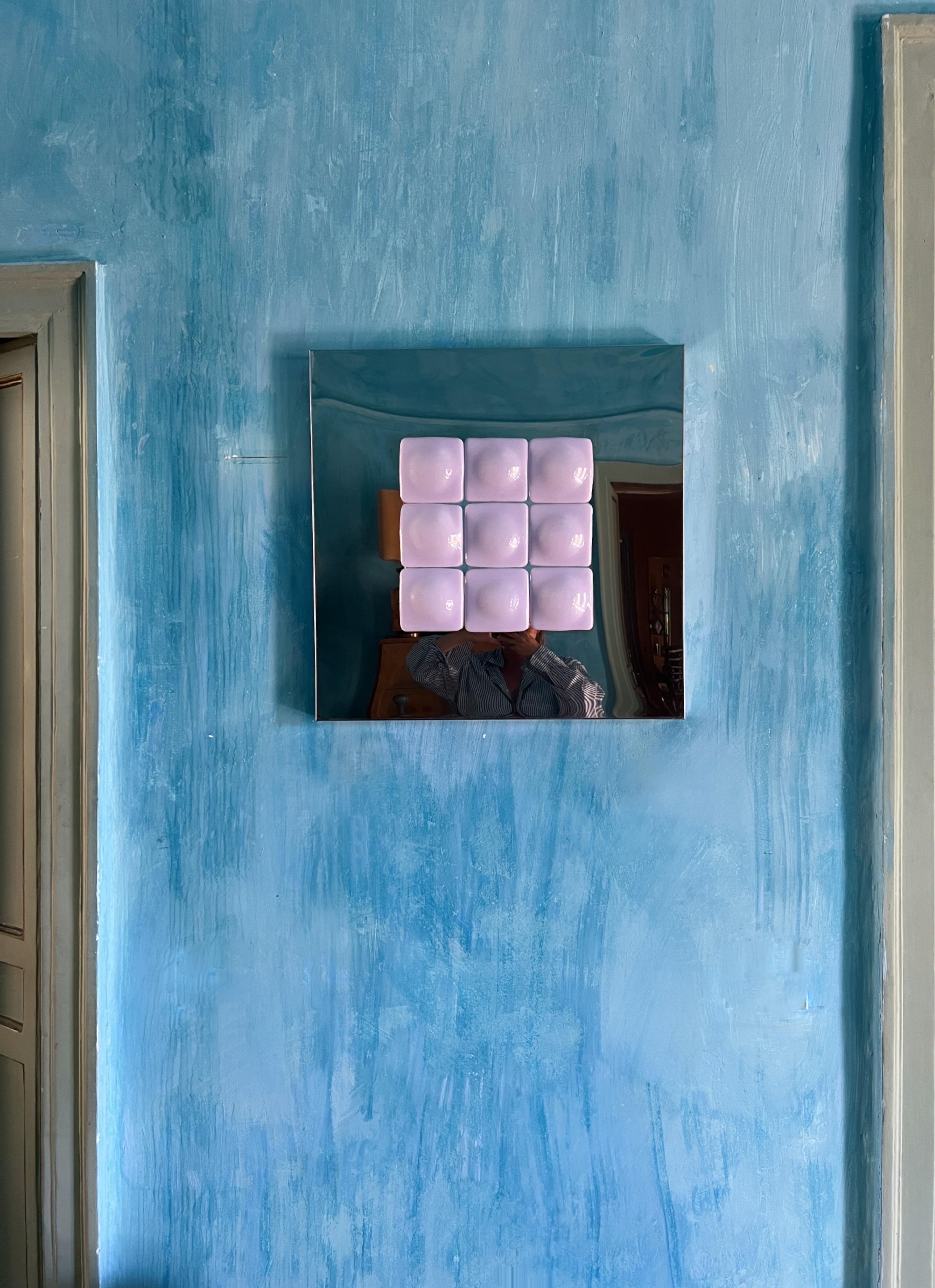 Mid-Century Modern Inspired Mirror Sculpture Glass and Steel by Amanda Malm' In New Condition For Sale In Palermo, PA