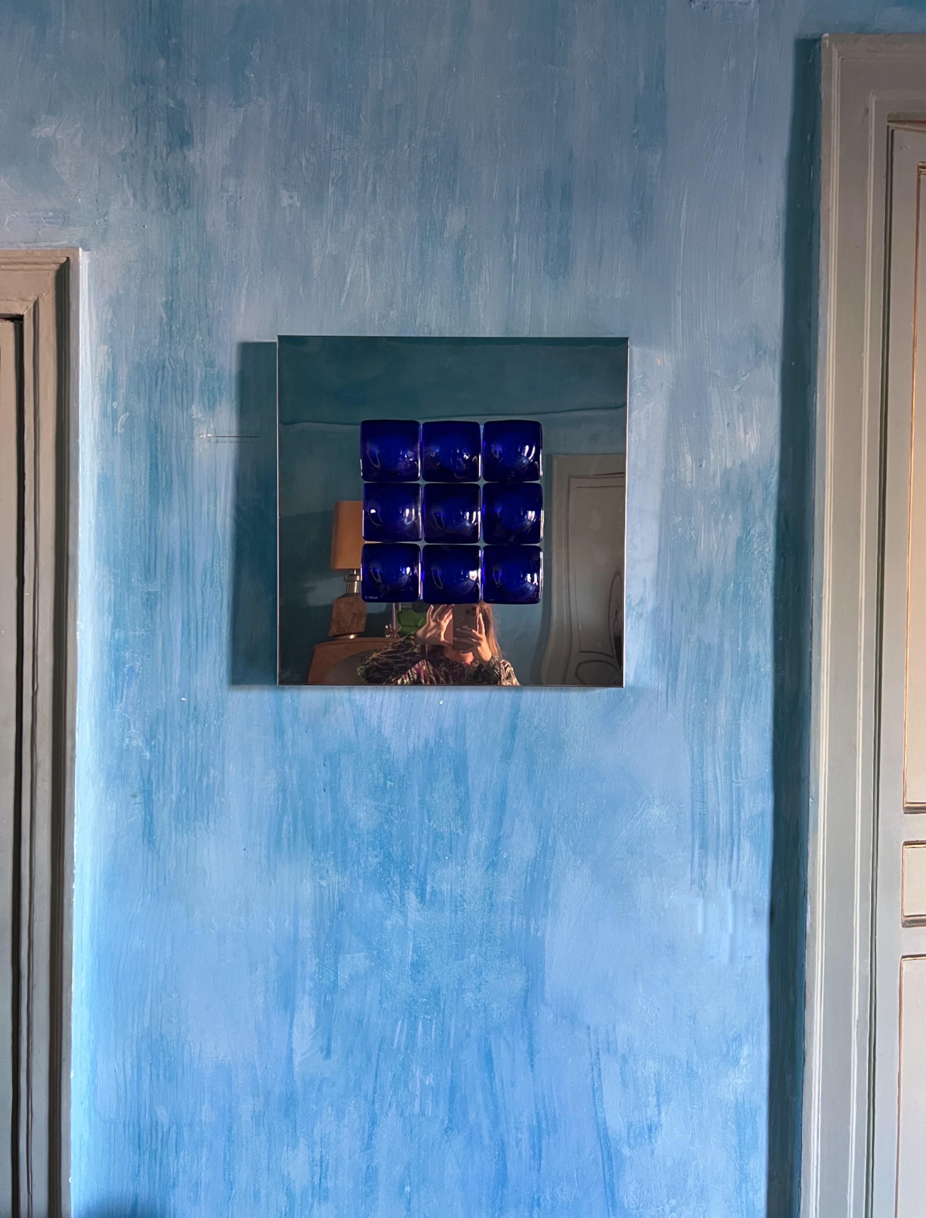 Stainless Steel Mid-Century Modern Inspired Mirror Sculpture Glass and Steel by Amanda Malm' For Sale