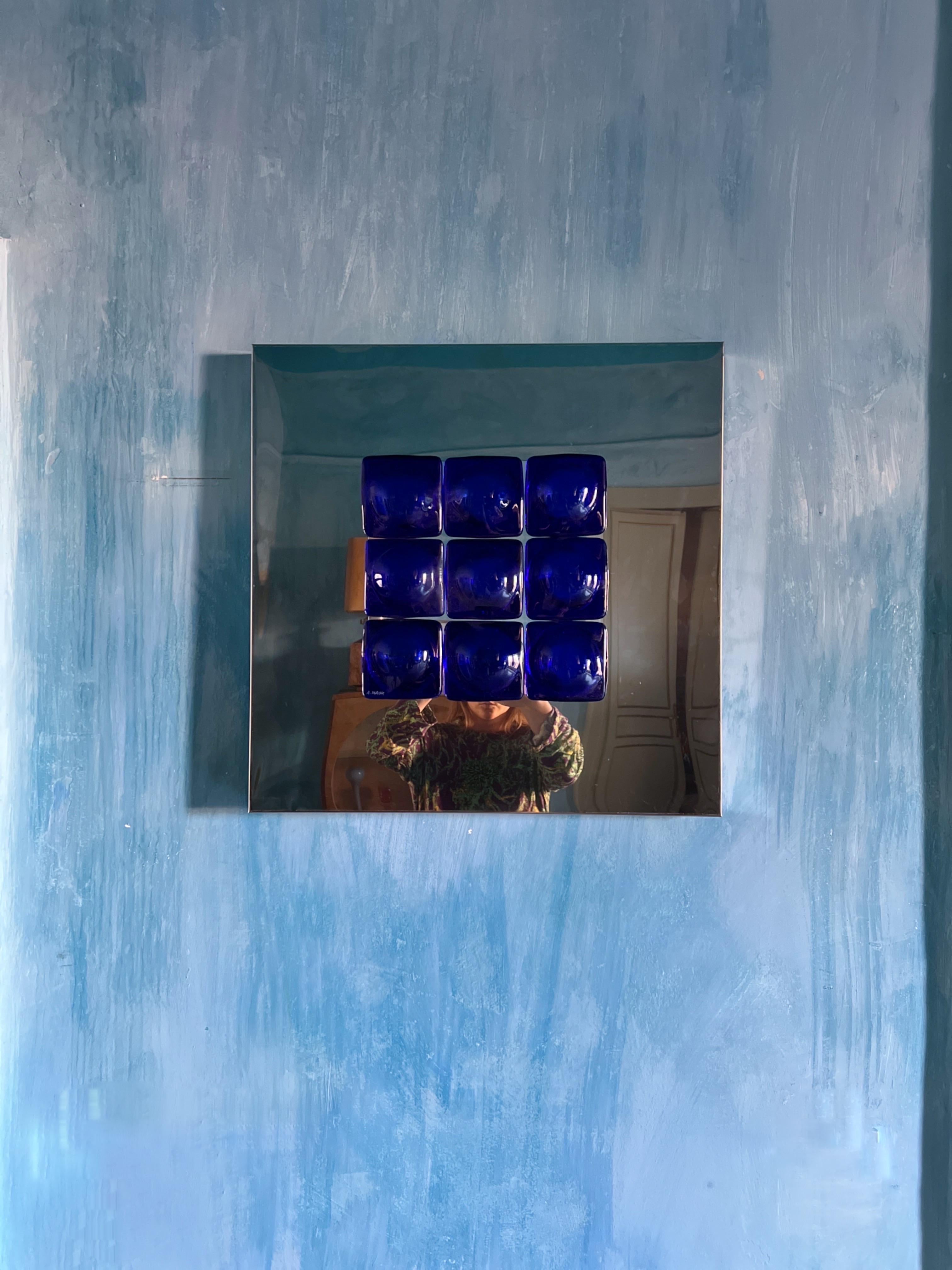 Mid-Century Modern Inspired Mirror Sculpture Glass and Steel by Amanda Malm' For Sale 1