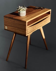 Mid-Century Modern Inspired Nightstand in Solid African Teak with Drawer