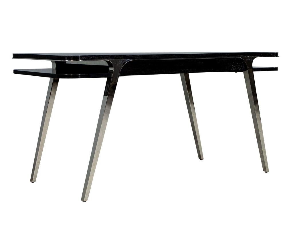 Mid-Century Modern Inspired Polished Stainless Steel Desk 1