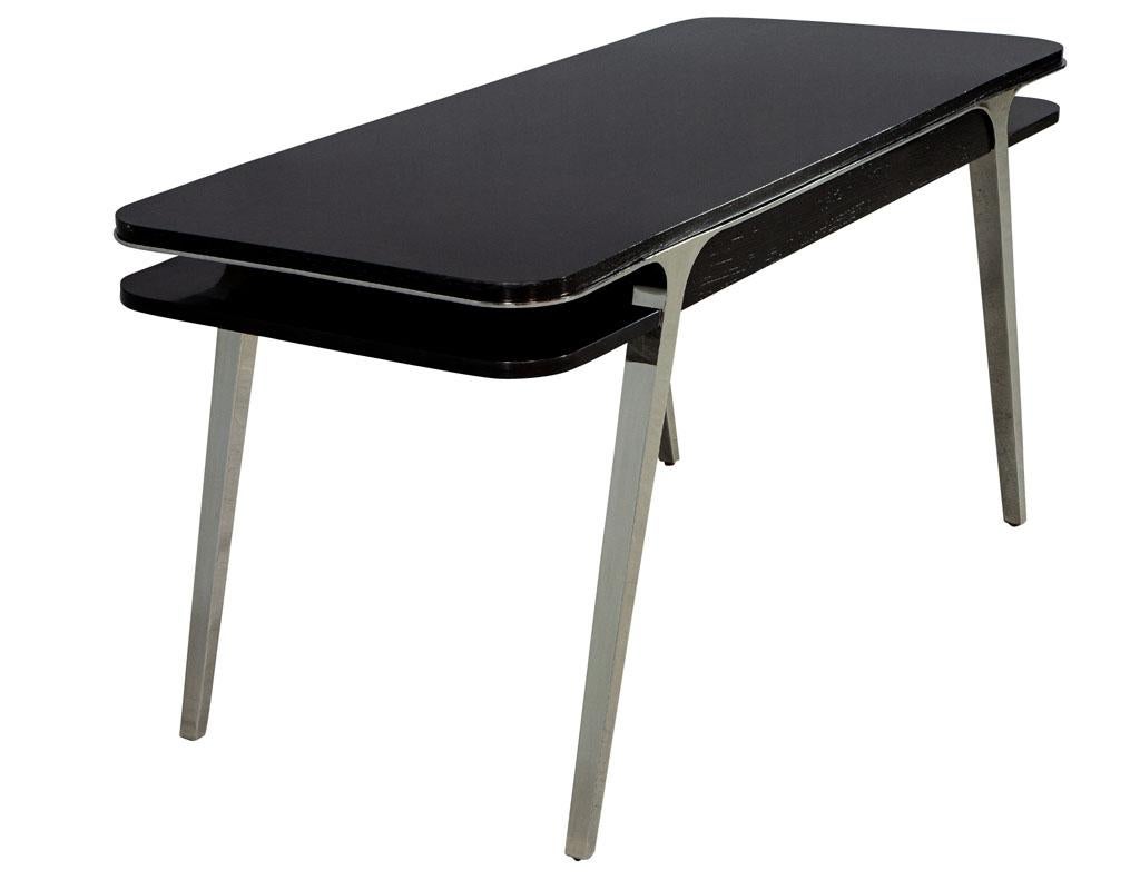 Mid-Century Modern Inspired Polished Stainless Steel Desk 2