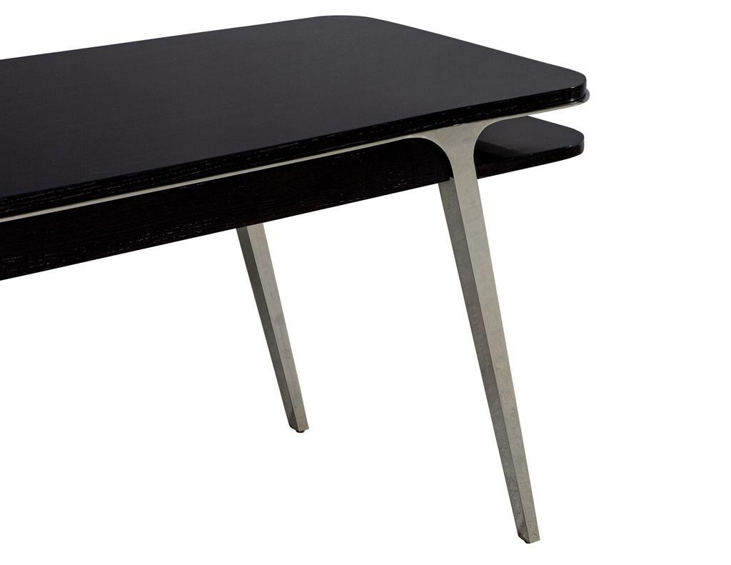 Mid-Century Modern Inspired Polished Stainless Steel Desk 4