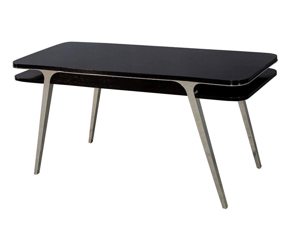 Mid-Century Modern Inspired Polished Stainless Steel Desk 5