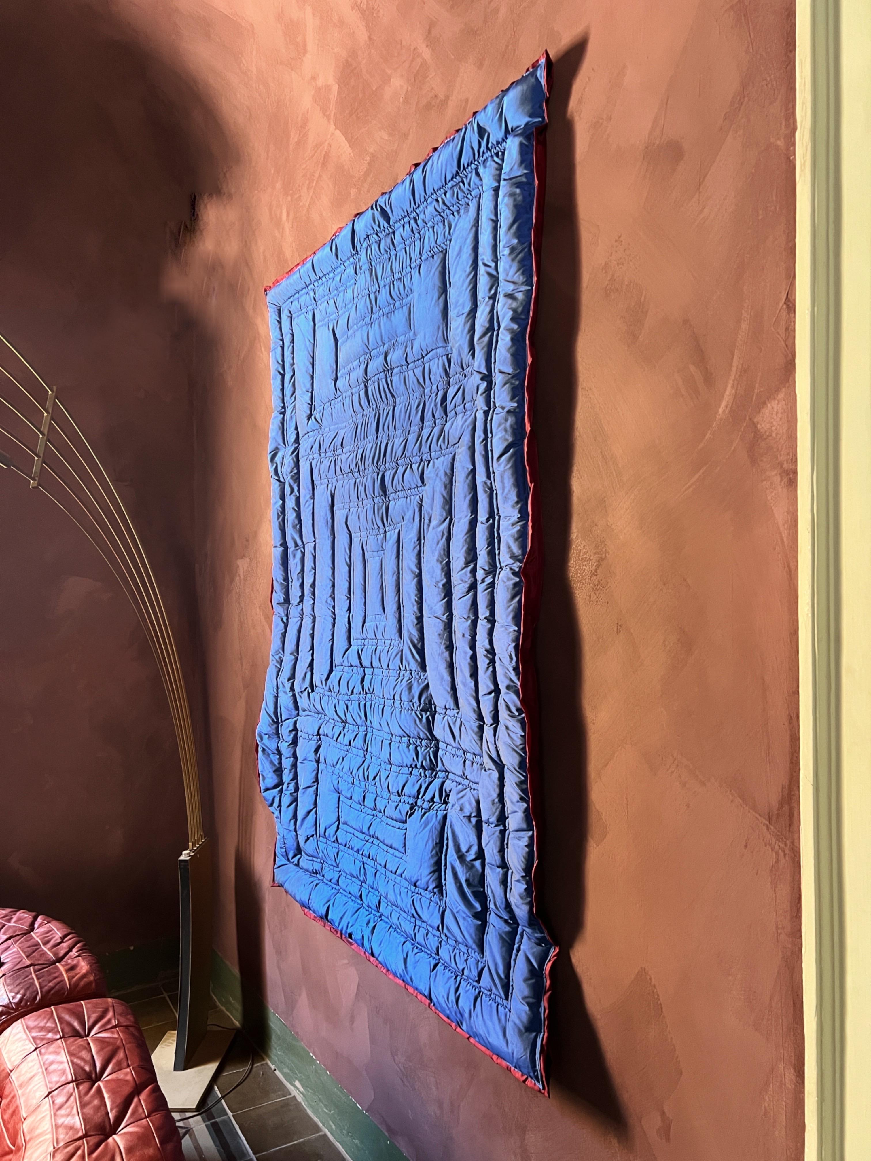 Hand-Crafted Mid-Century Modern Inspired Textile Wall Sculpture in Raw Silk by Amanda Malm For Sale