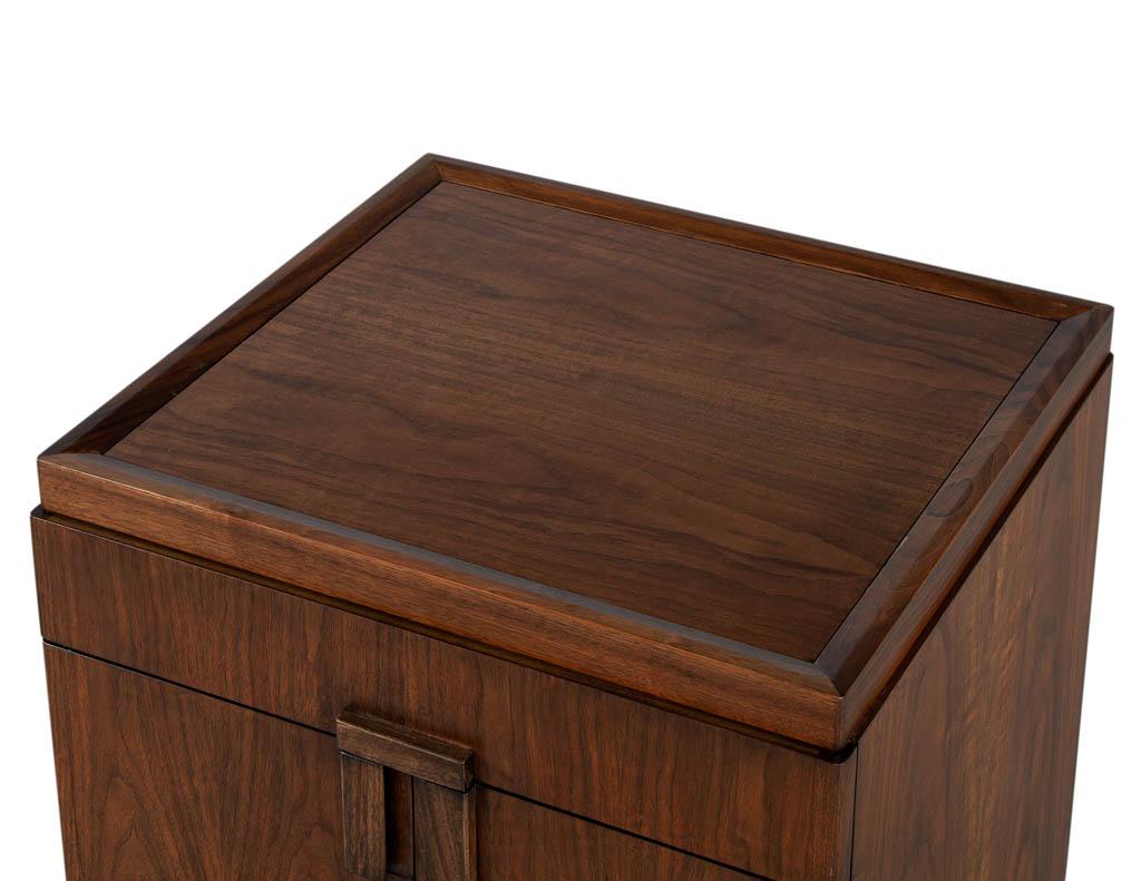 Contemporary Mid-Century Modern Inspired Walnut End Table Chest For Sale