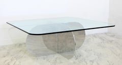 Mid-Century Modern Interlocking Chrome Glass Coffee Table Pace Brueton
