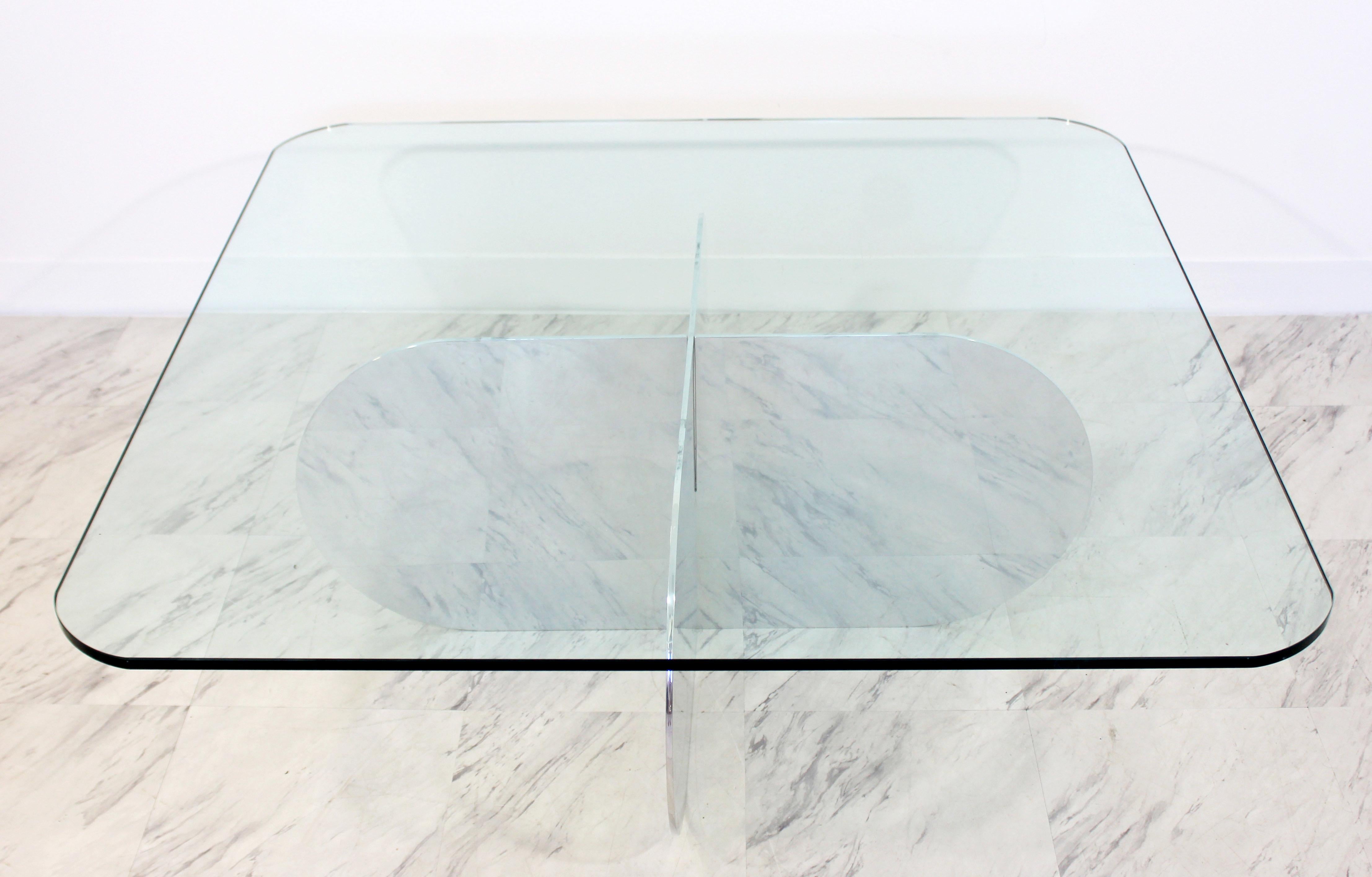 Late 20th Century Mid-Century Modern Interlocking Chrome Glass Coffee Table Pace Brueton