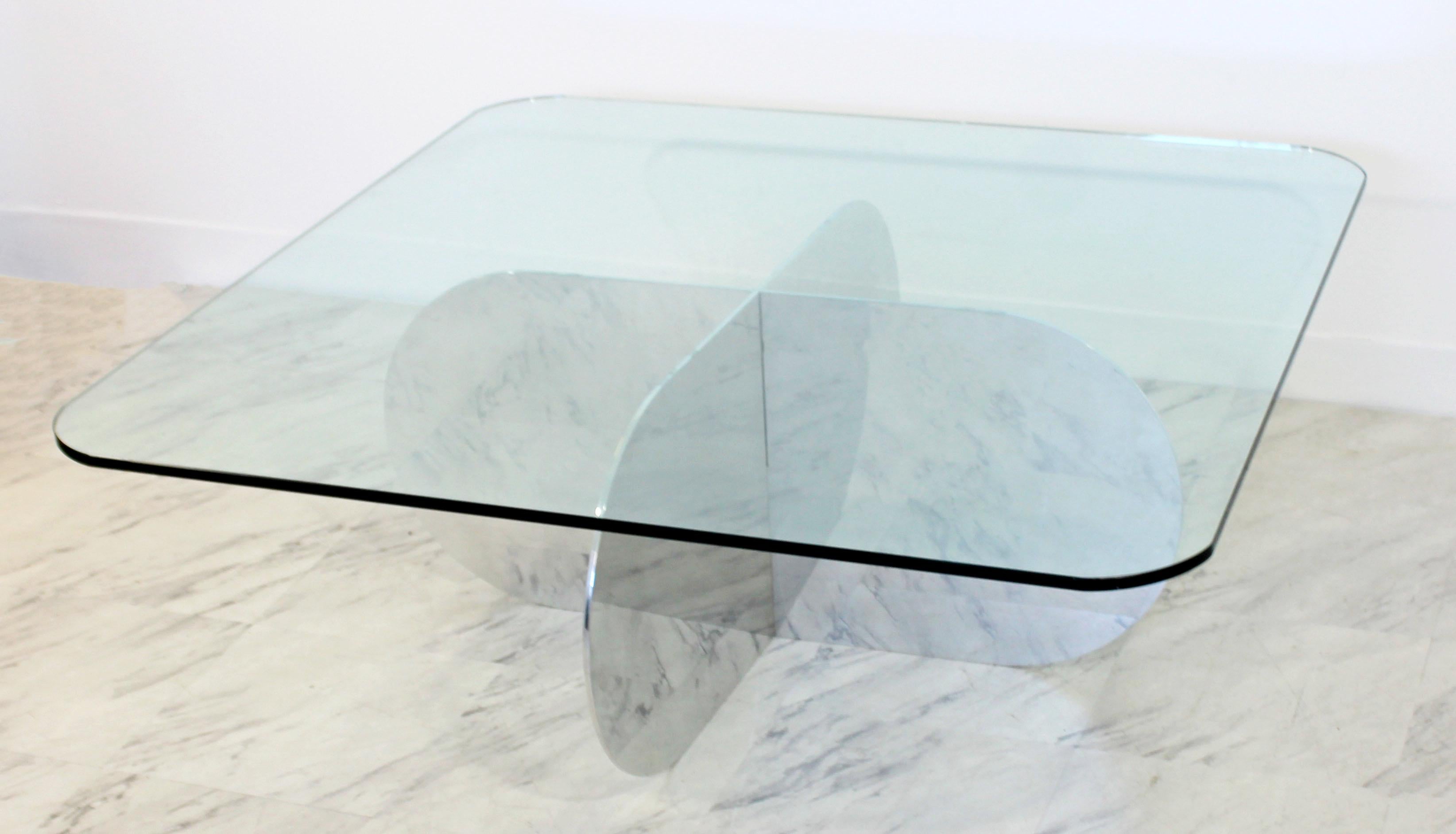 Mid-Century Modern Interlocking Chrome Glass Coffee Table Pace Brueton 1