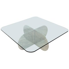 Mid-Century Modern Interlocking Chrome Glass Coffee Table Pace Brueton