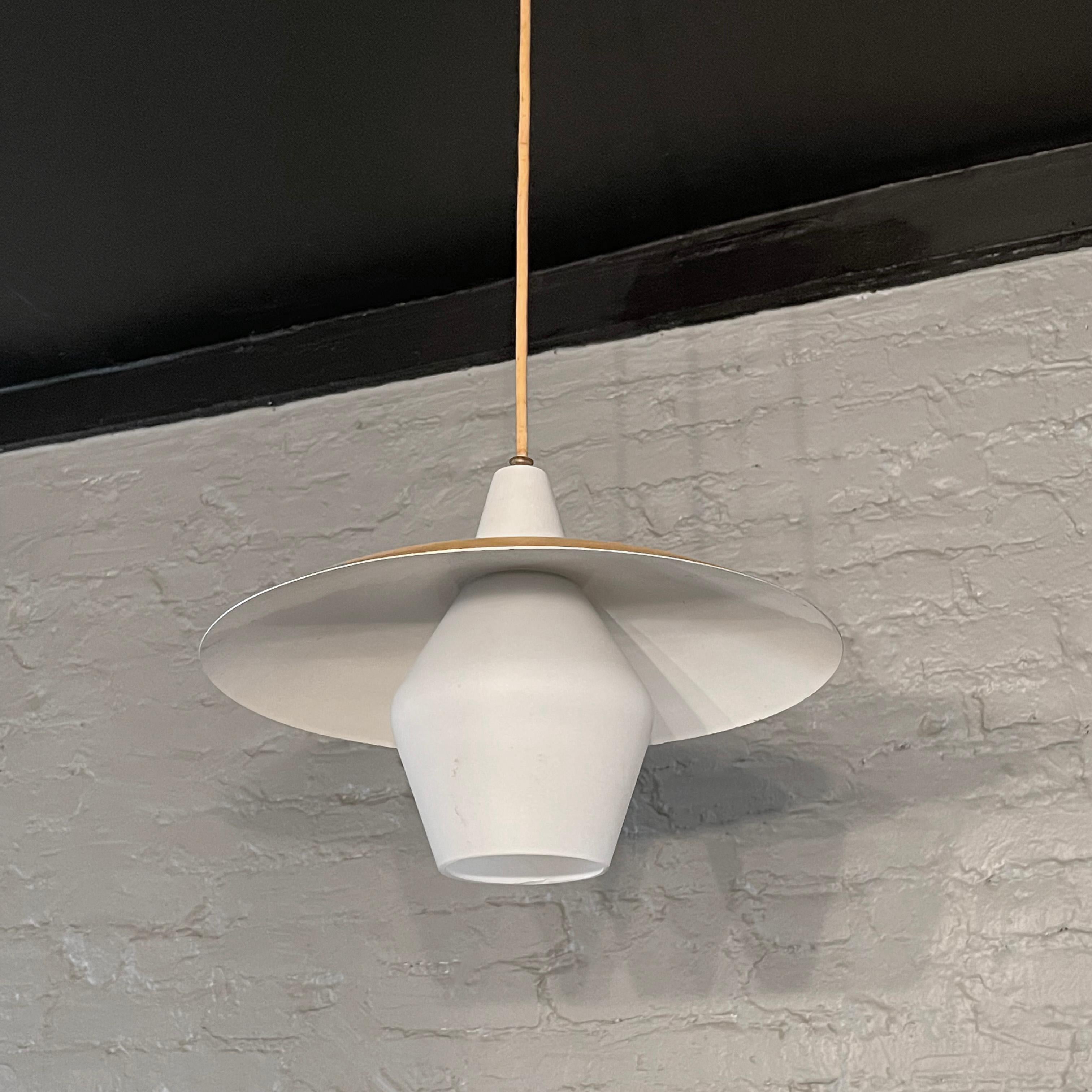 Frosted Mid Century Modern Intersecting Disc Pendant Light For Sale