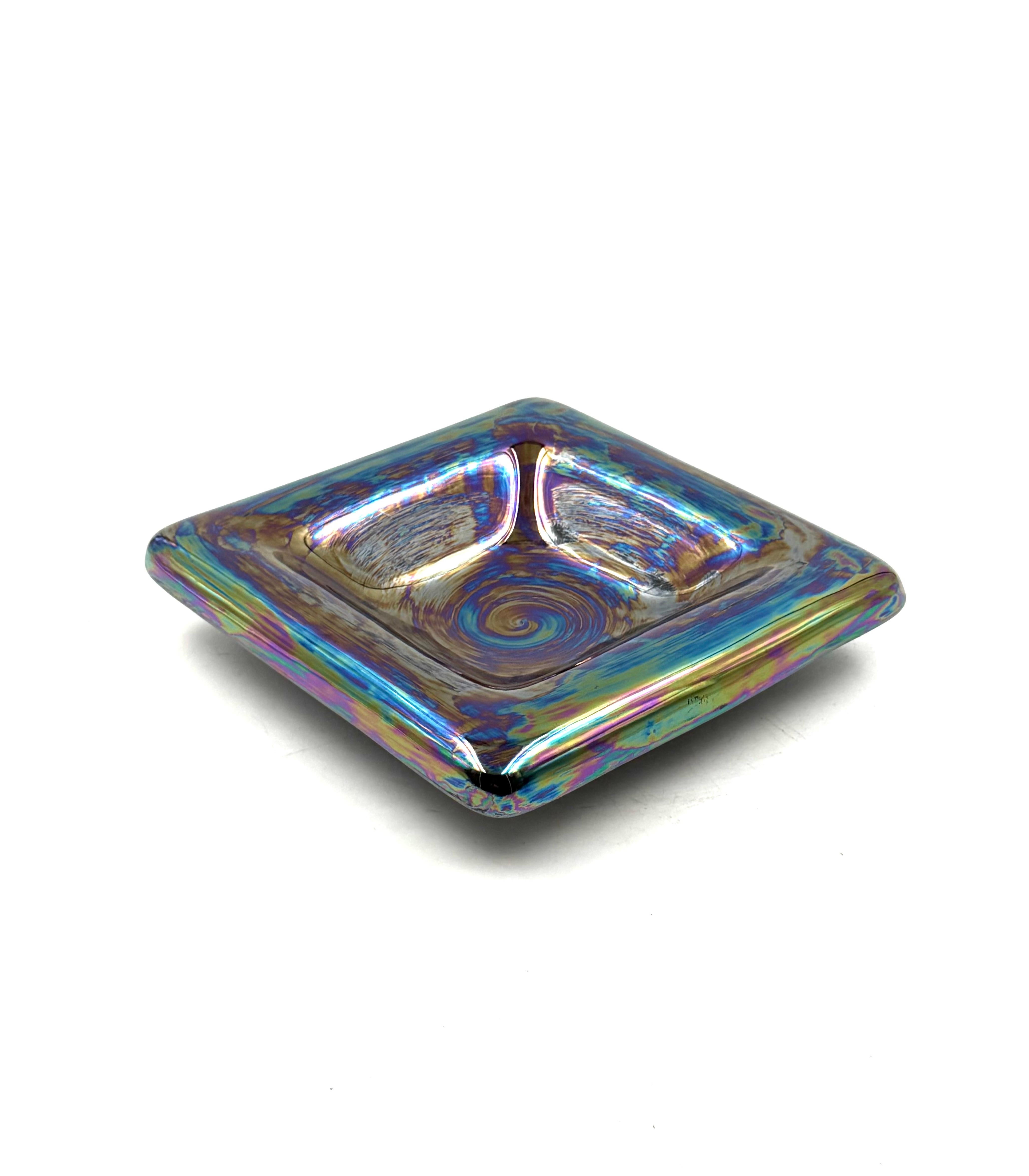 Mitte des Jahrhunderts moderne irisierende Keramik Aschenbecher / vide poche, Paoli Italien 1970er im Angebot 5