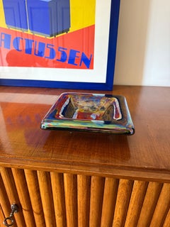Mid-century modern iridescent ceramic ashtray / vide poche, Paoli Italy 1970s
