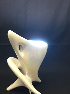 Mid-Century Modern Iridescent Ceramic Italian Table Lamp, circa 1950