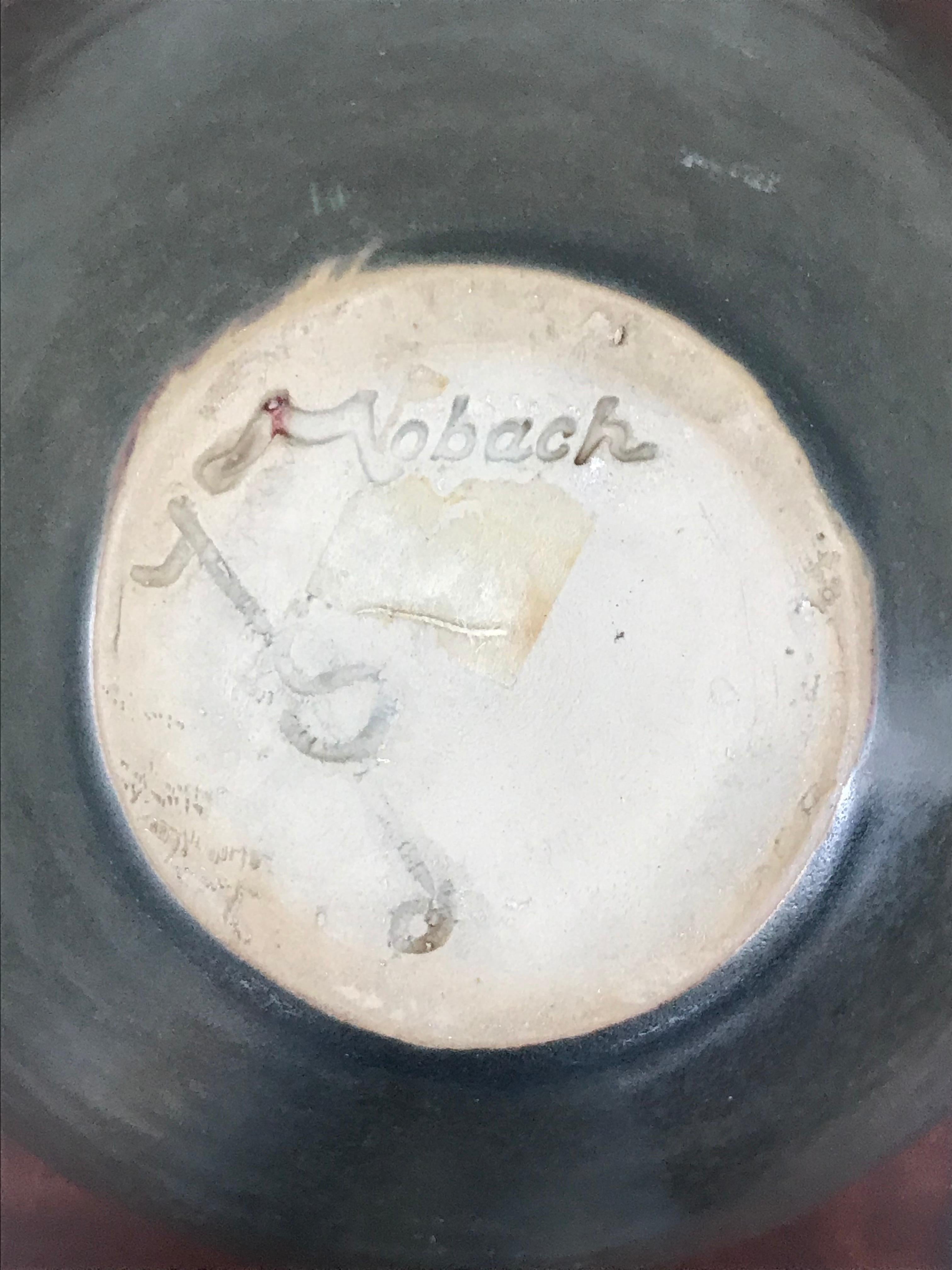 Schillernde glasierte Keramikvase von Mobach, Holland, Moderne der Mitte des Jahrhunderts im Zustand „Gut“ im Angebot in Bedford Hills, NY