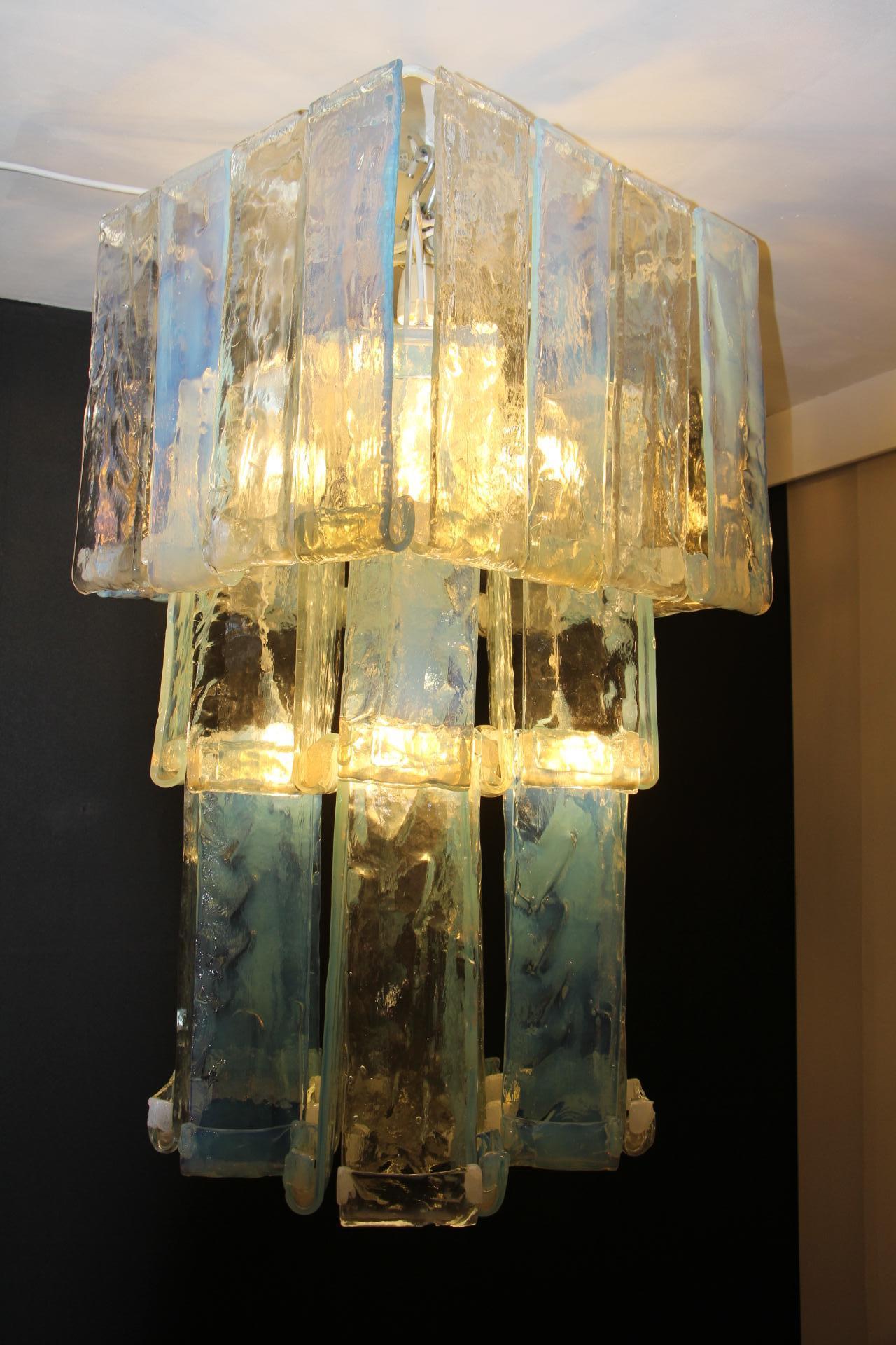 Mid-Century Modern Iridescent Laguna Model Long Chandelier by Fratelli Toso For Sale 4